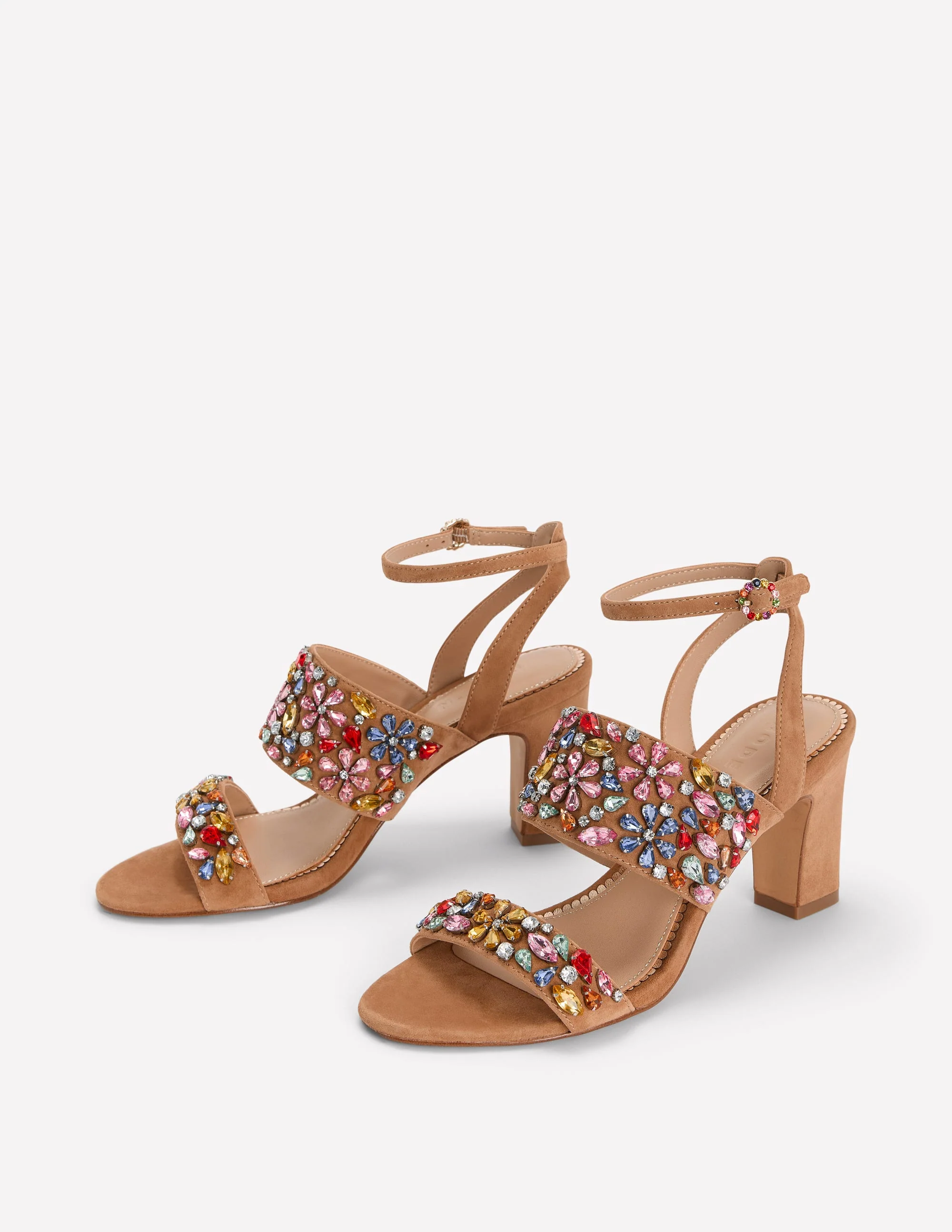 Embellished Block Heel Sandal-Tan Embellished - Image 3