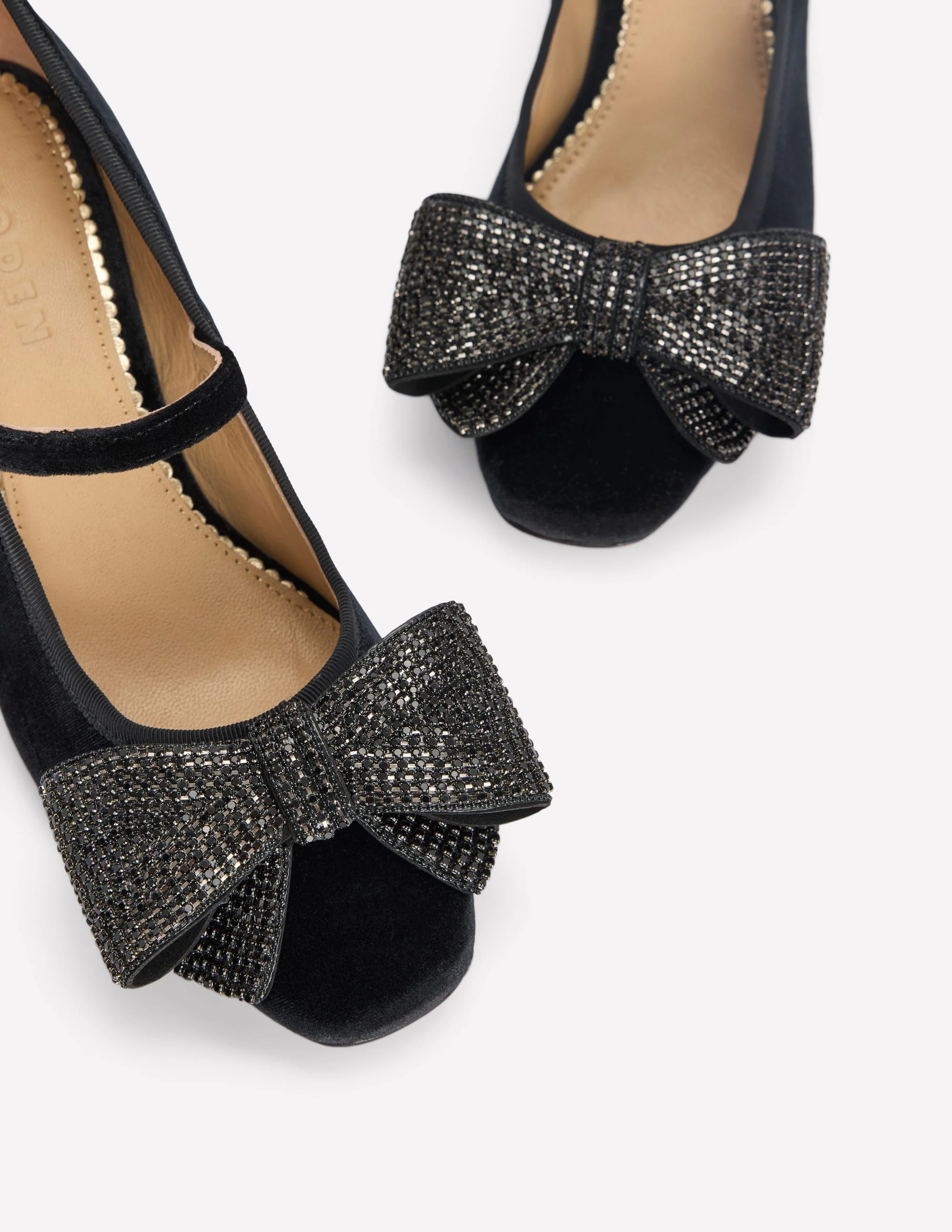 Embellished Bow Block Heels-Black - Image 5