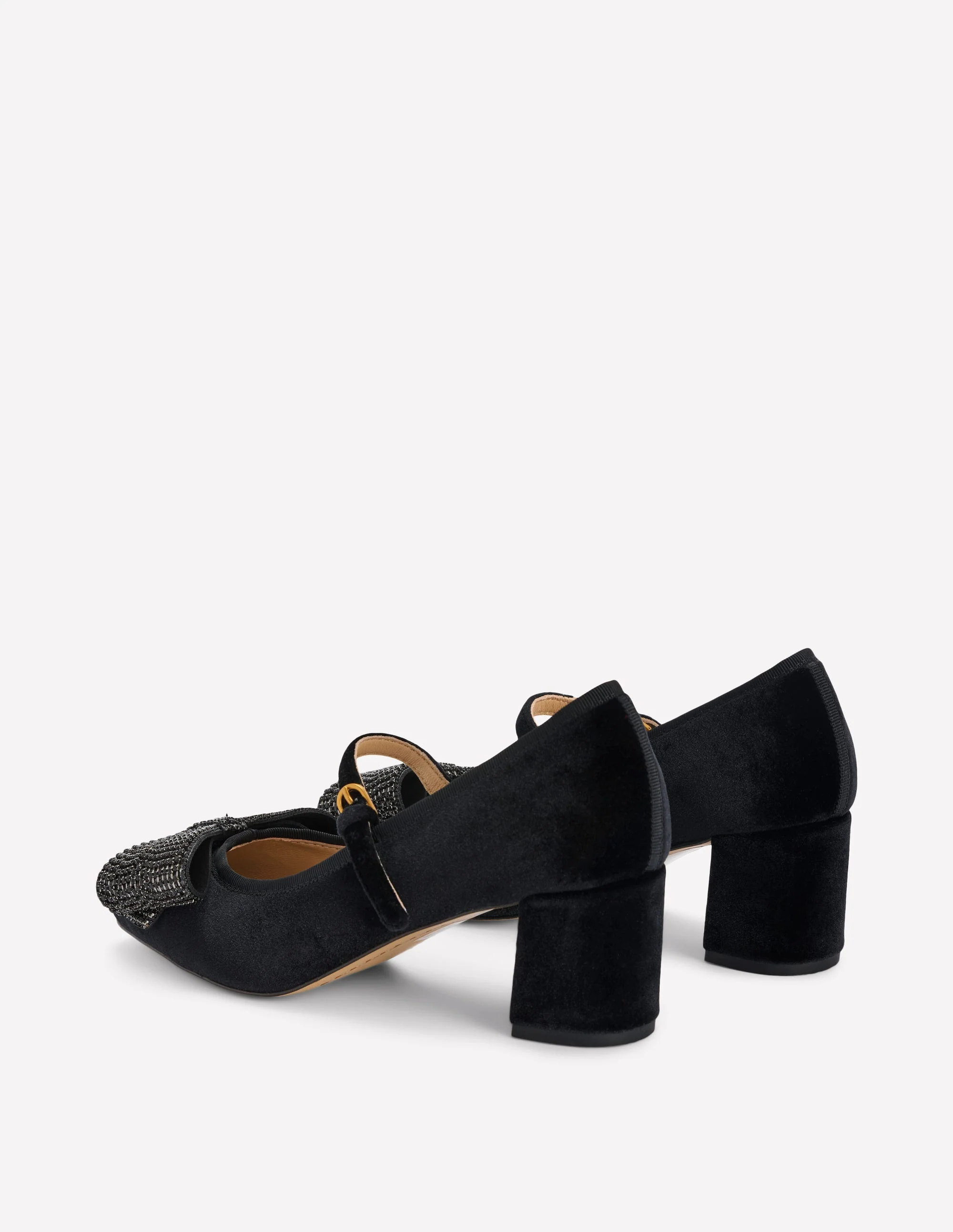 Embellished Bow Block Heels-Black - Image 6