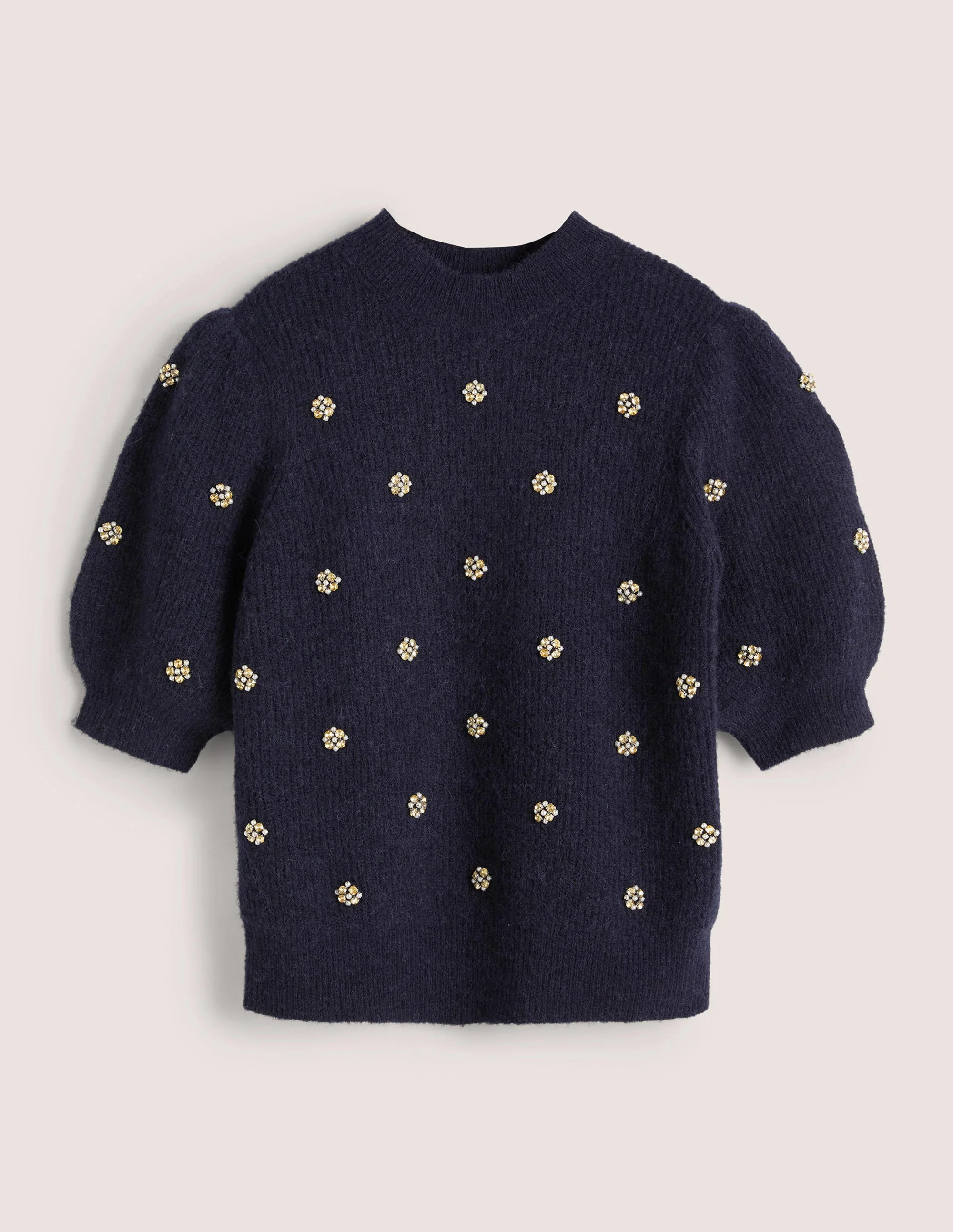 Embellished Fluffy T-shirt-Navy Embellishment - Image 5