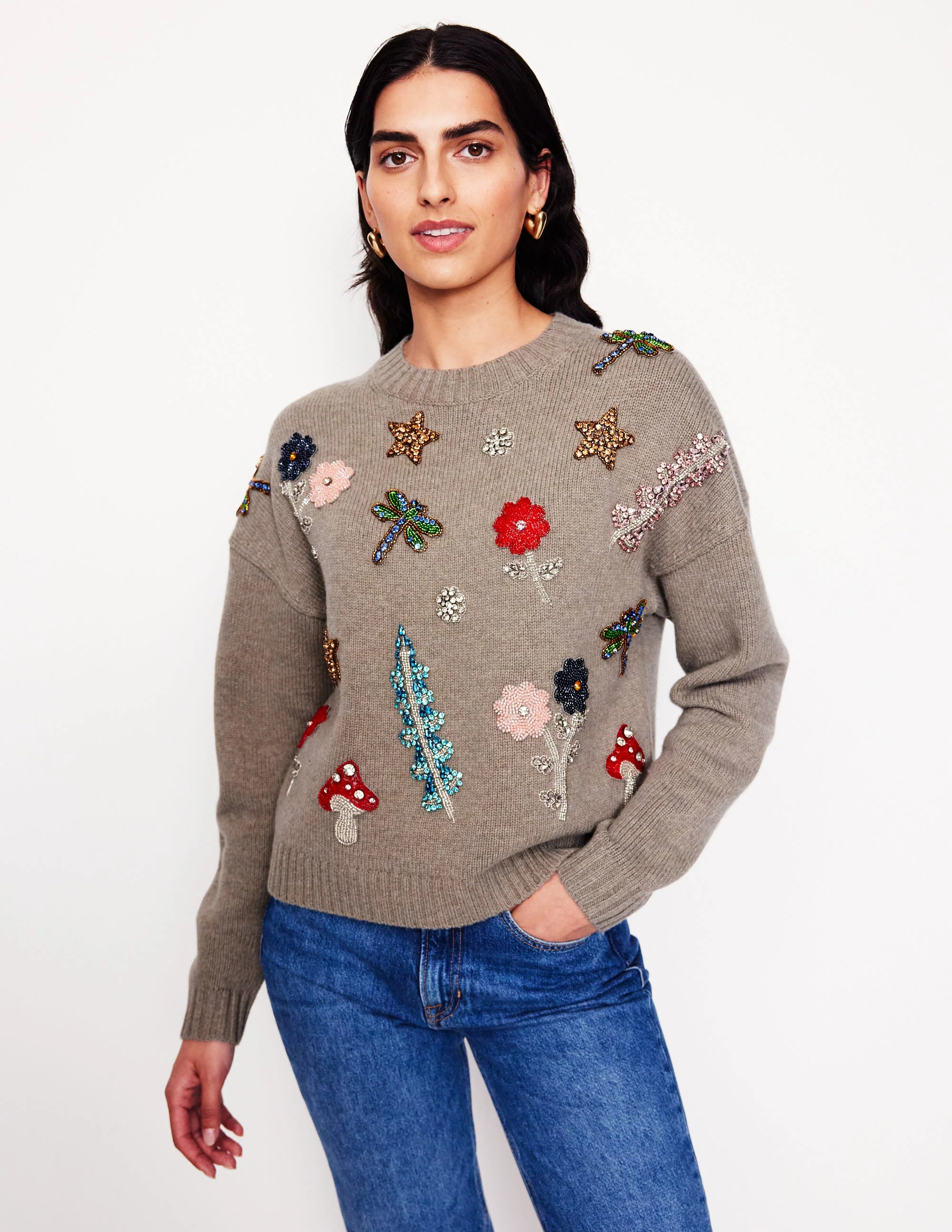 Embellished Sweater-Mink Melange - Image 2