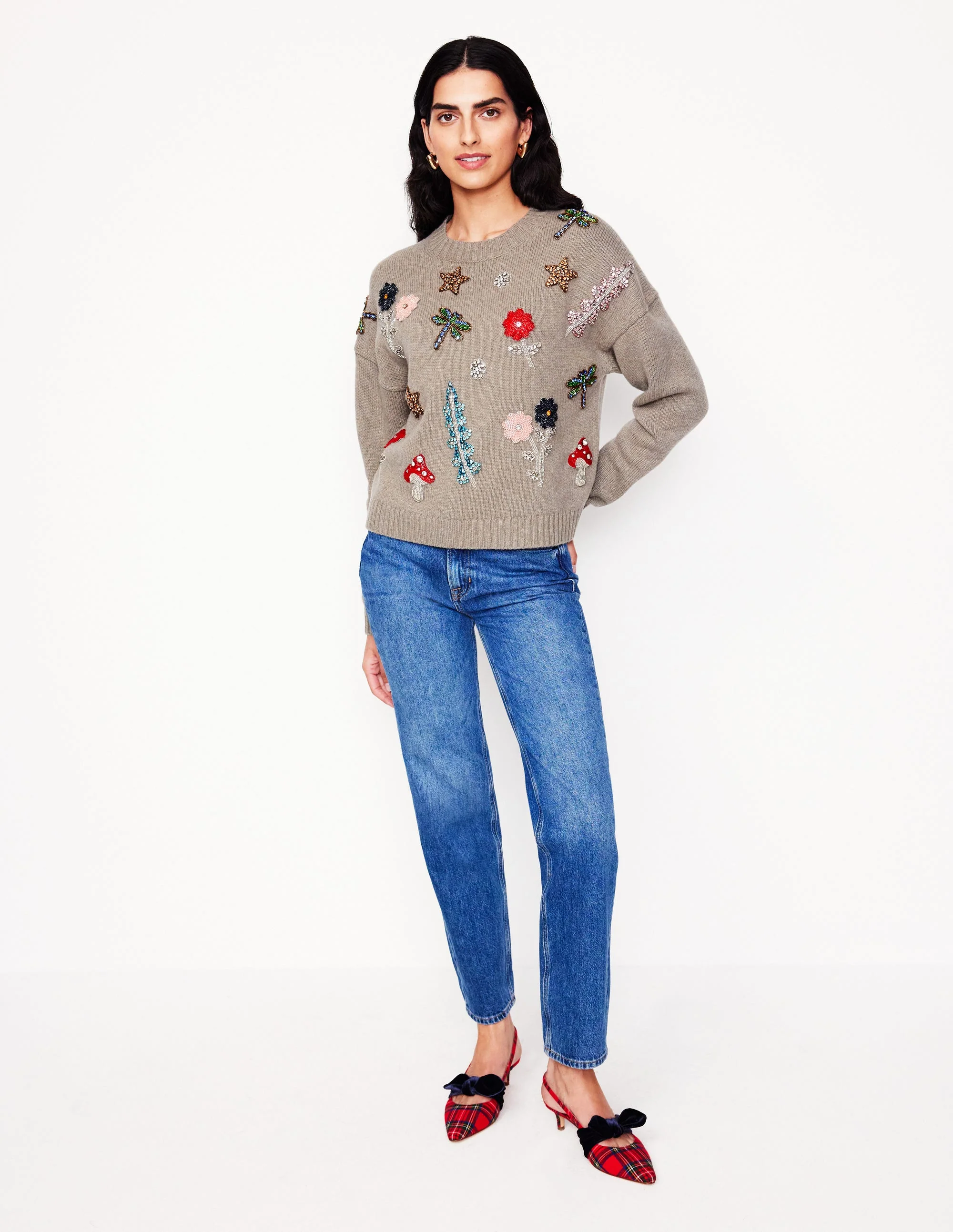 Embellished Sweater-Mink Melange - Image 4