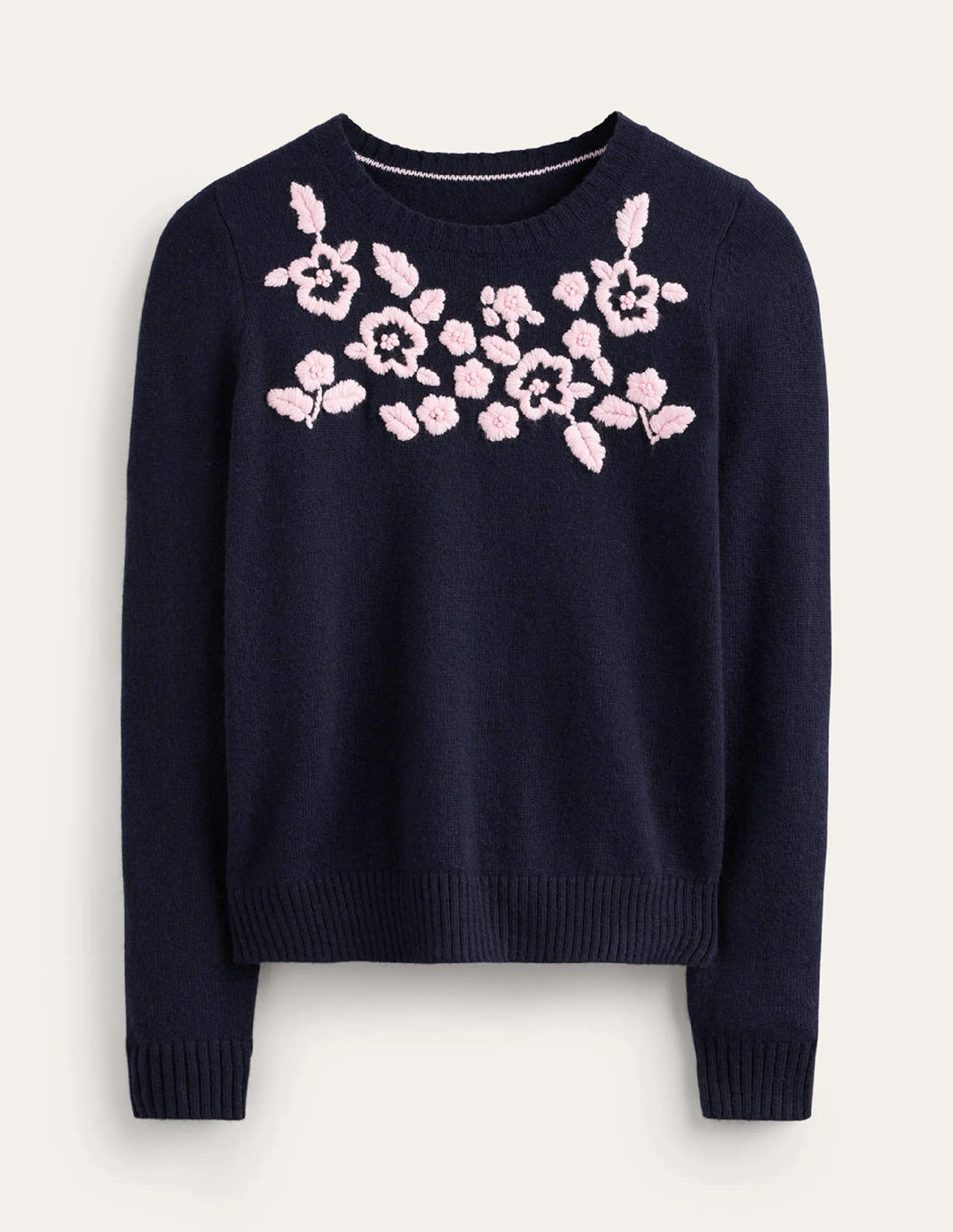 Embroidered Crew-Neck Sweater-Navy - Image 5