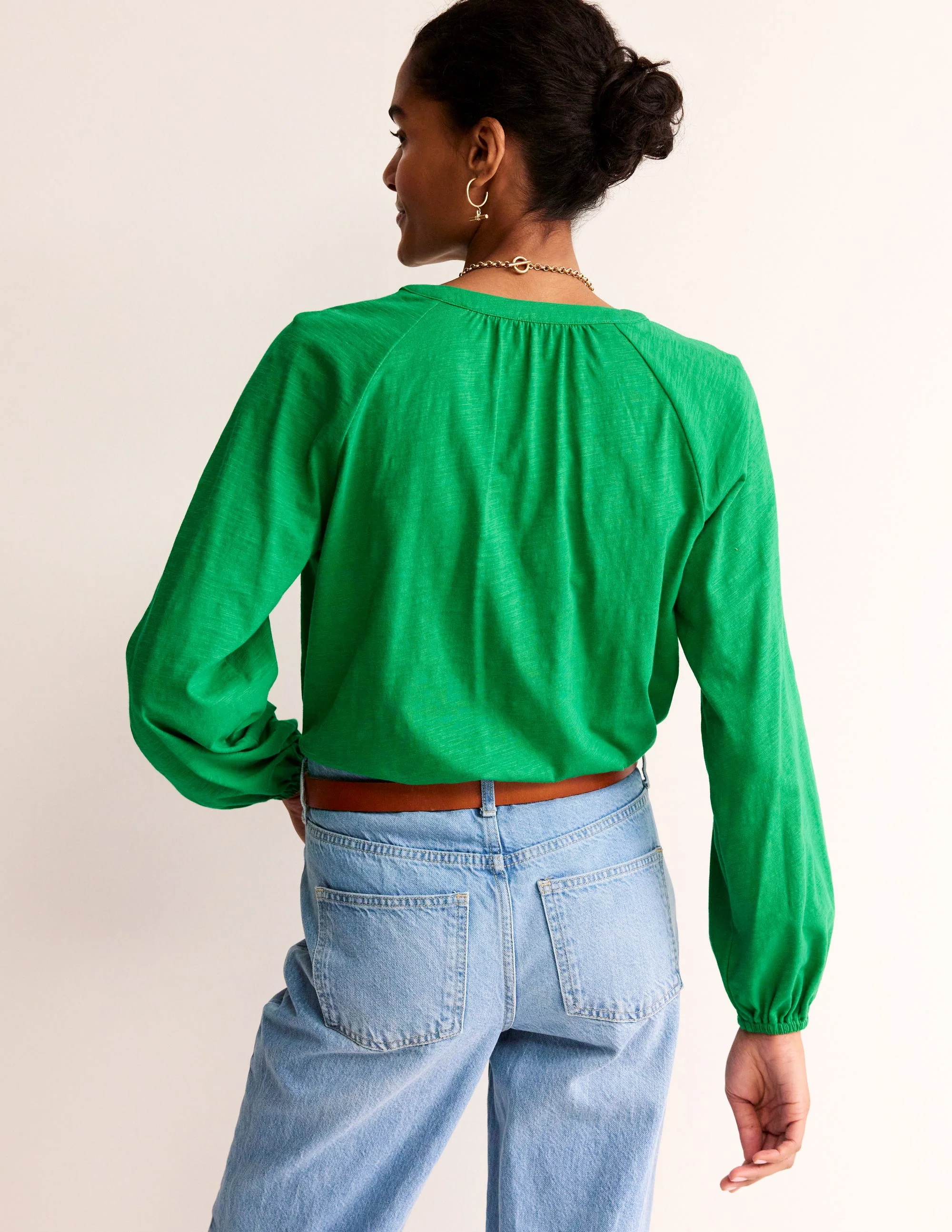 Embroidered Detail Top-Rich Emerald - Image 3