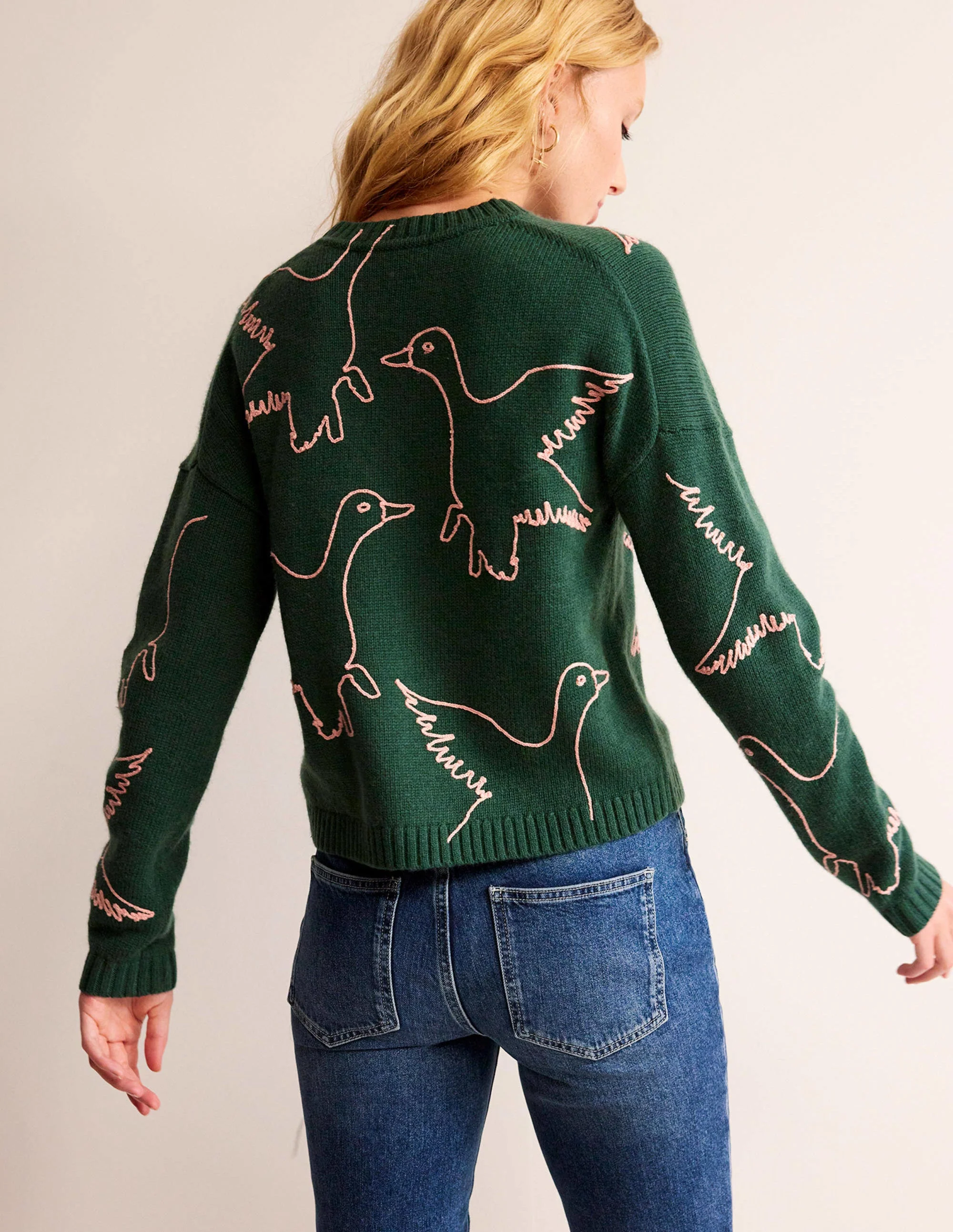 Embroidered-Duck Sweater-Amazon Green - Image 3