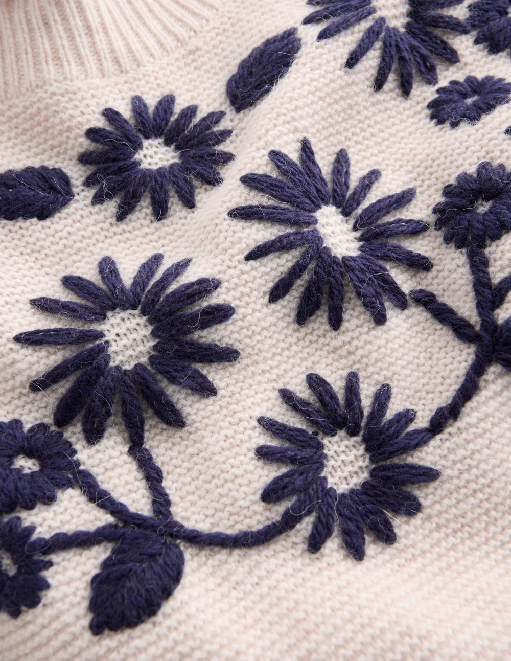Embroidered Frill Sweater-Warm Ivory - Image 7