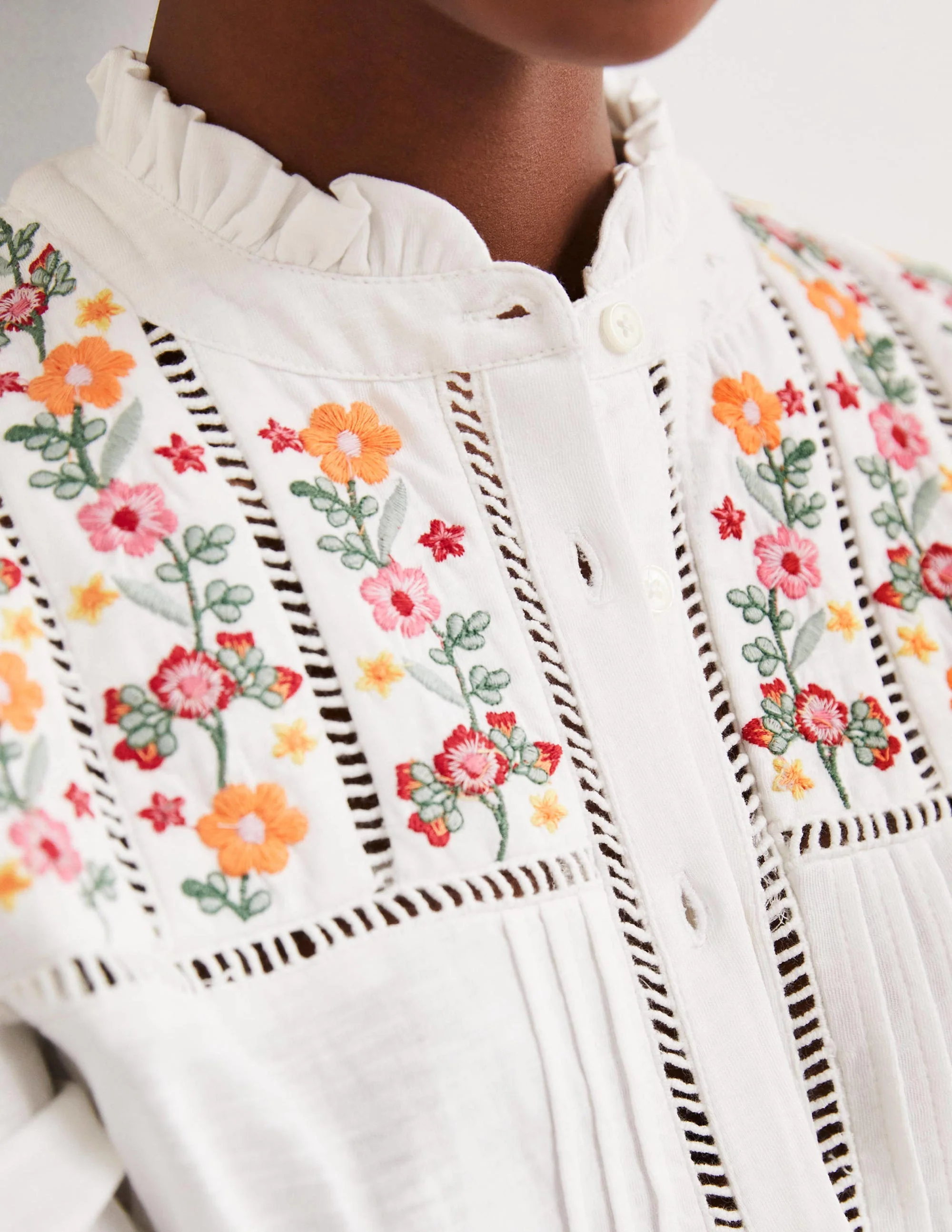 Embroidered Jersey Shirt-White - Image 2
