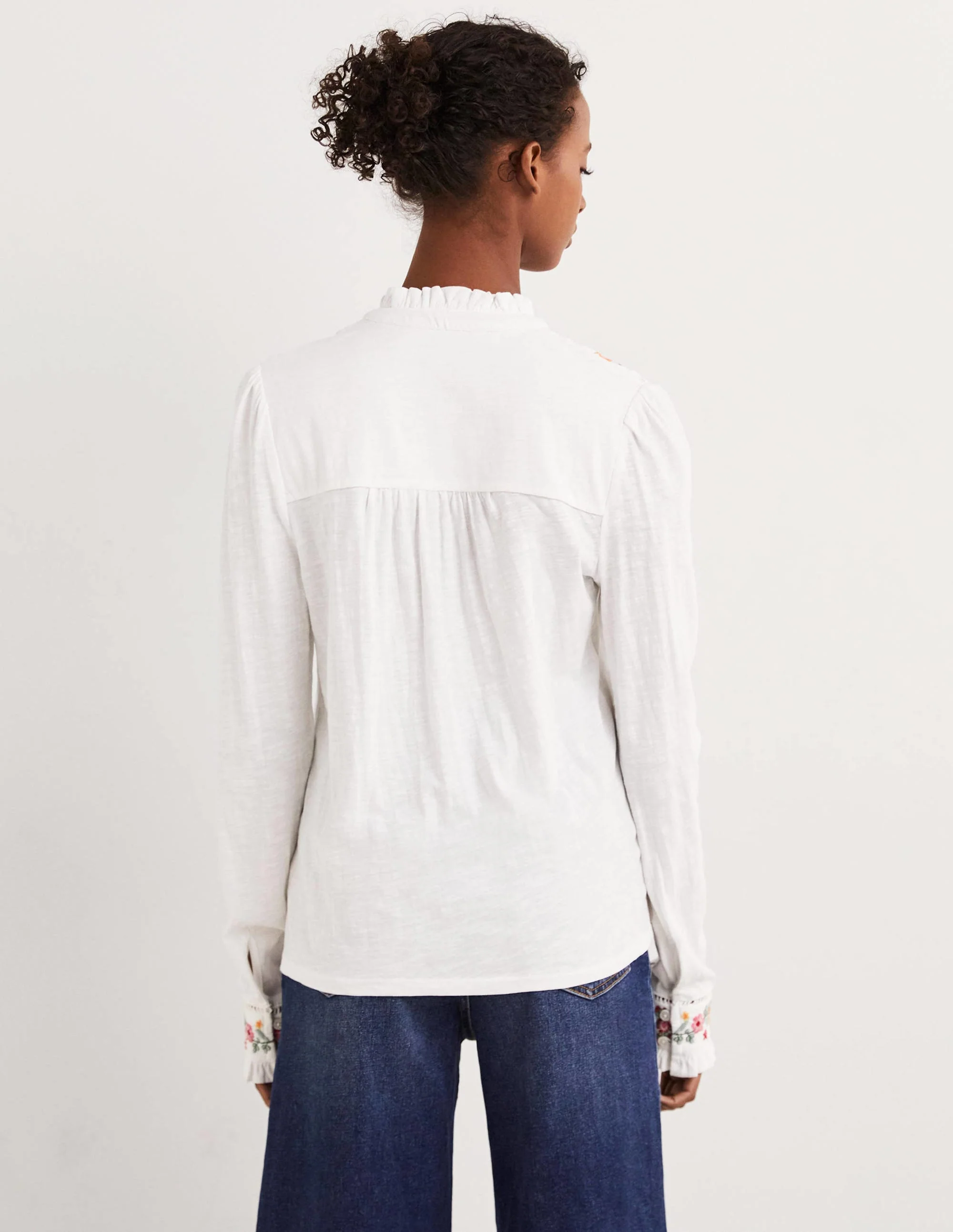 Embroidered Jersey Shirt-White - Image 3