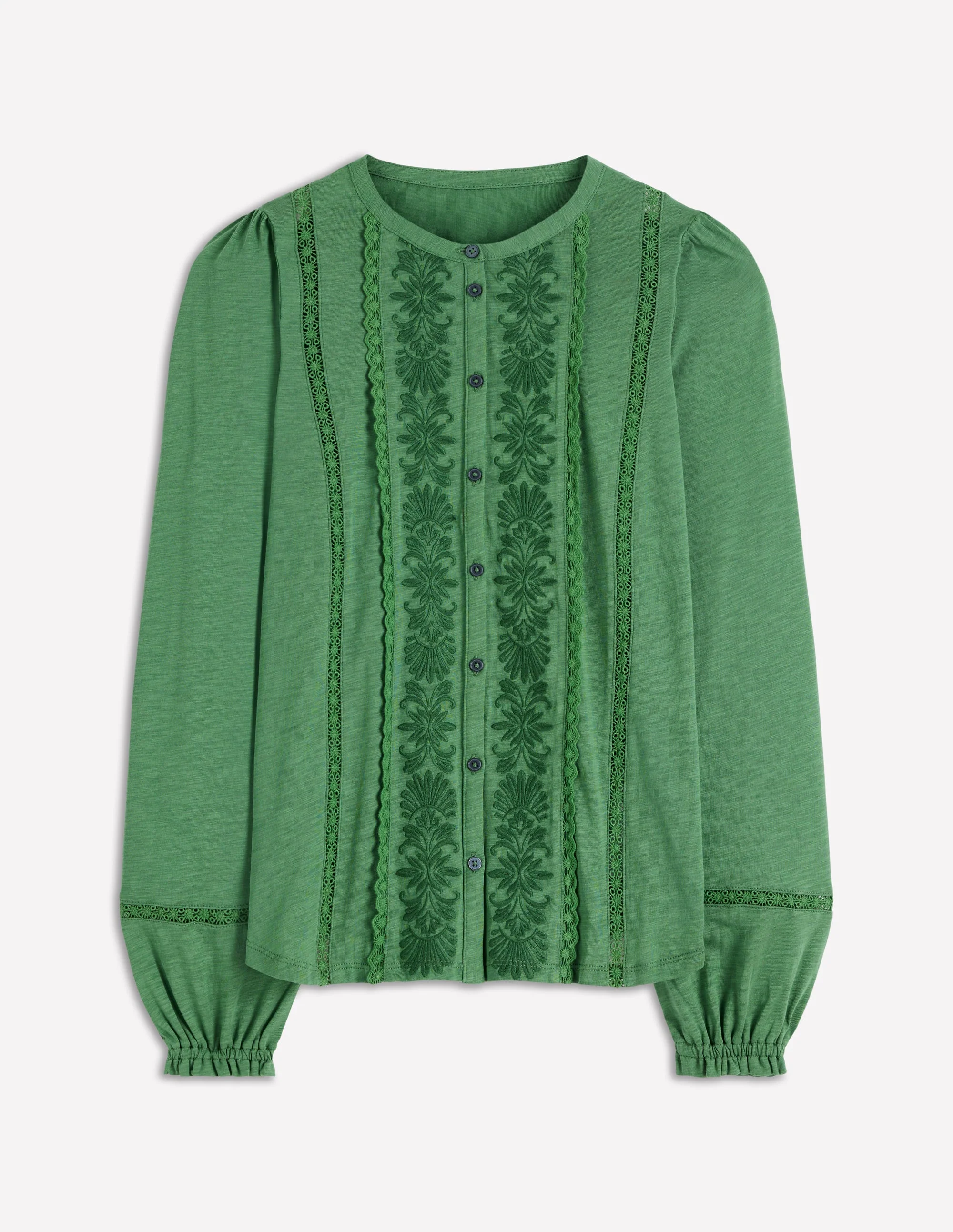 Embroidered Jersey Shirt-Willow Green - Image 5