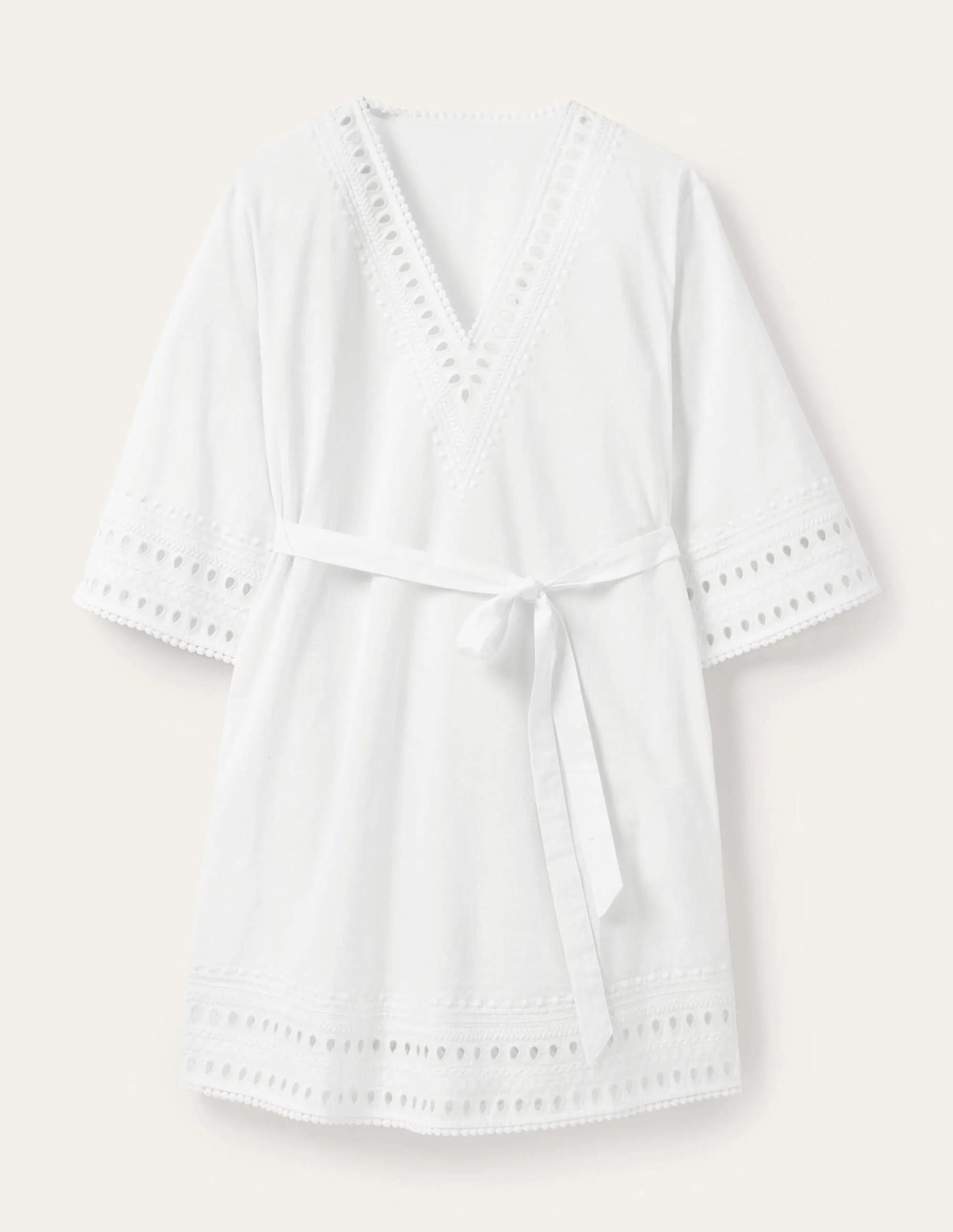 Embroidered Kaftan Dress-White - Image 6