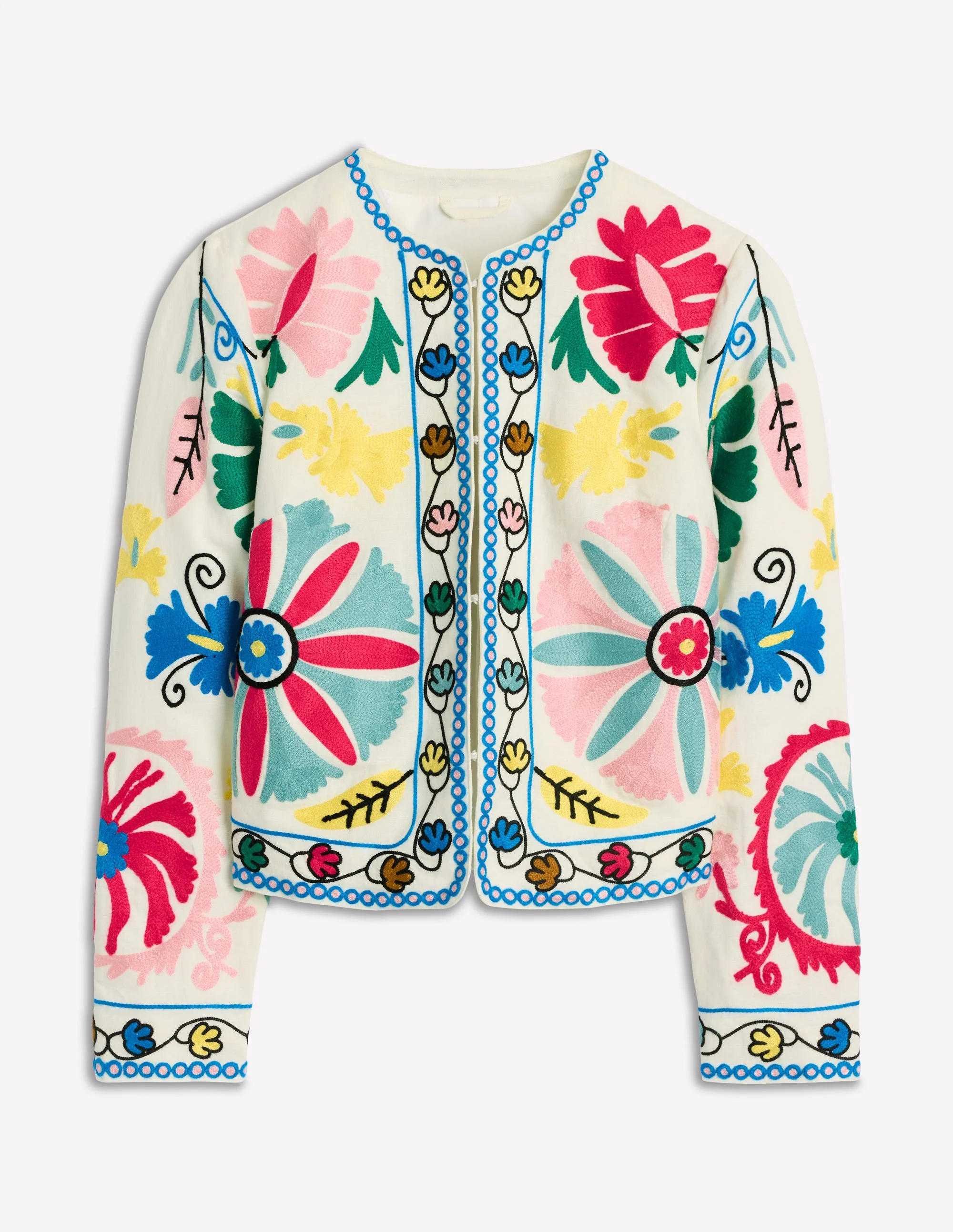 Embroidered Linen Jacket-Multi Embroidery - Image 7