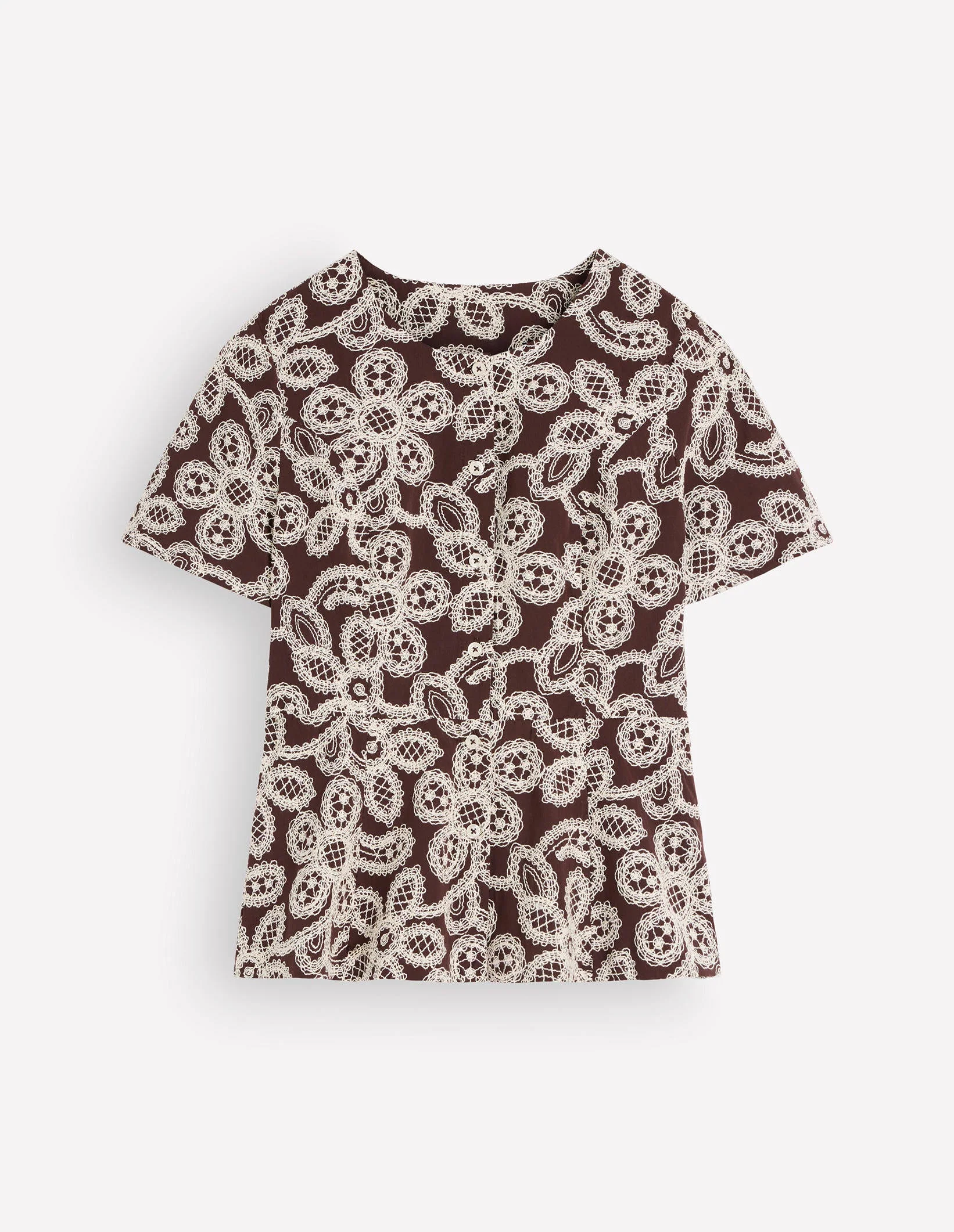 Embroidered Peplum Top-Bitter Chocolate - Image 7