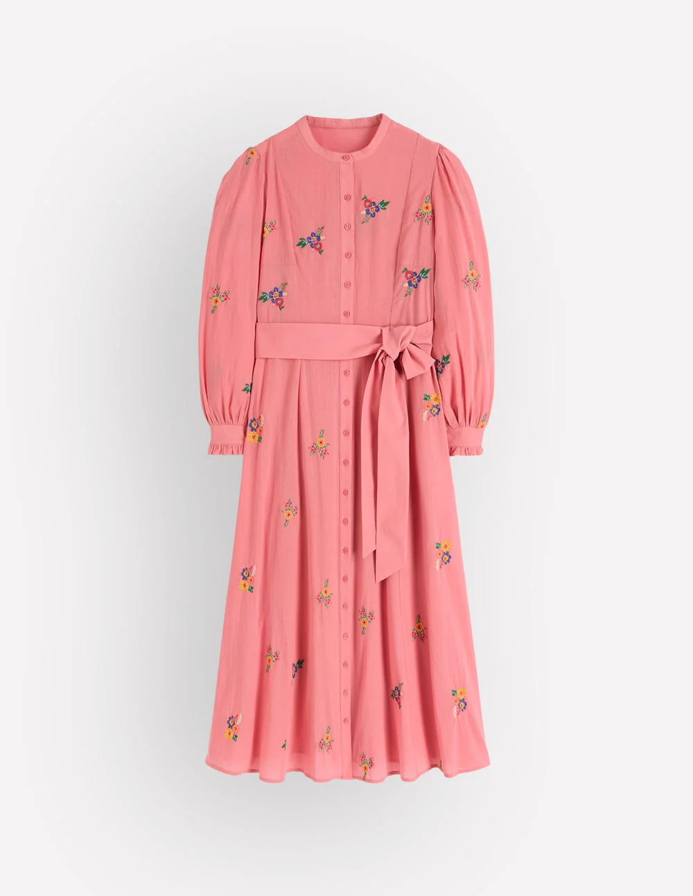 Embroidered Shirt Dress-Pink Embroidery - Image 8
