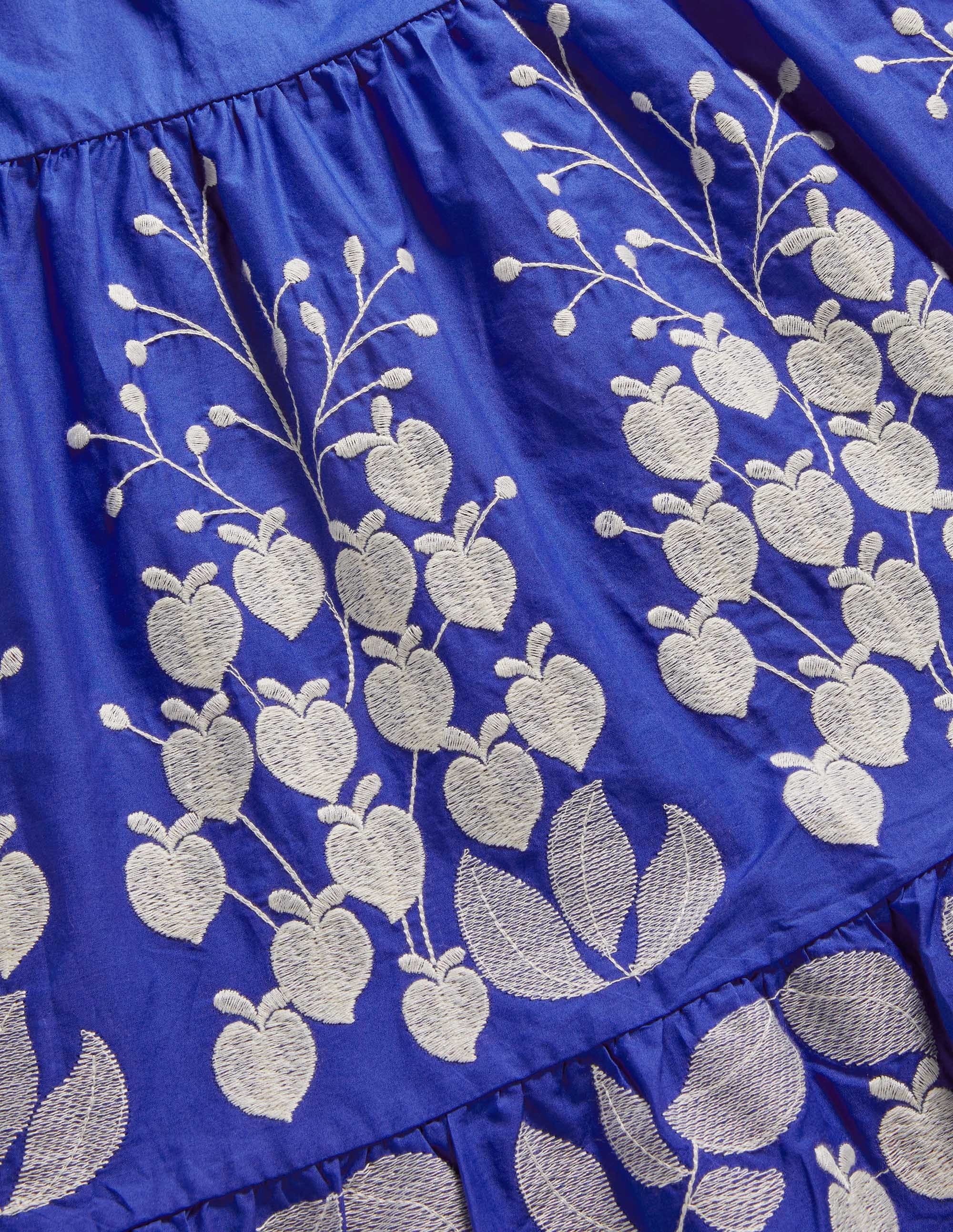 Embroidered Tiered Midi Dress-Blue Wave Embroidery - Image 5