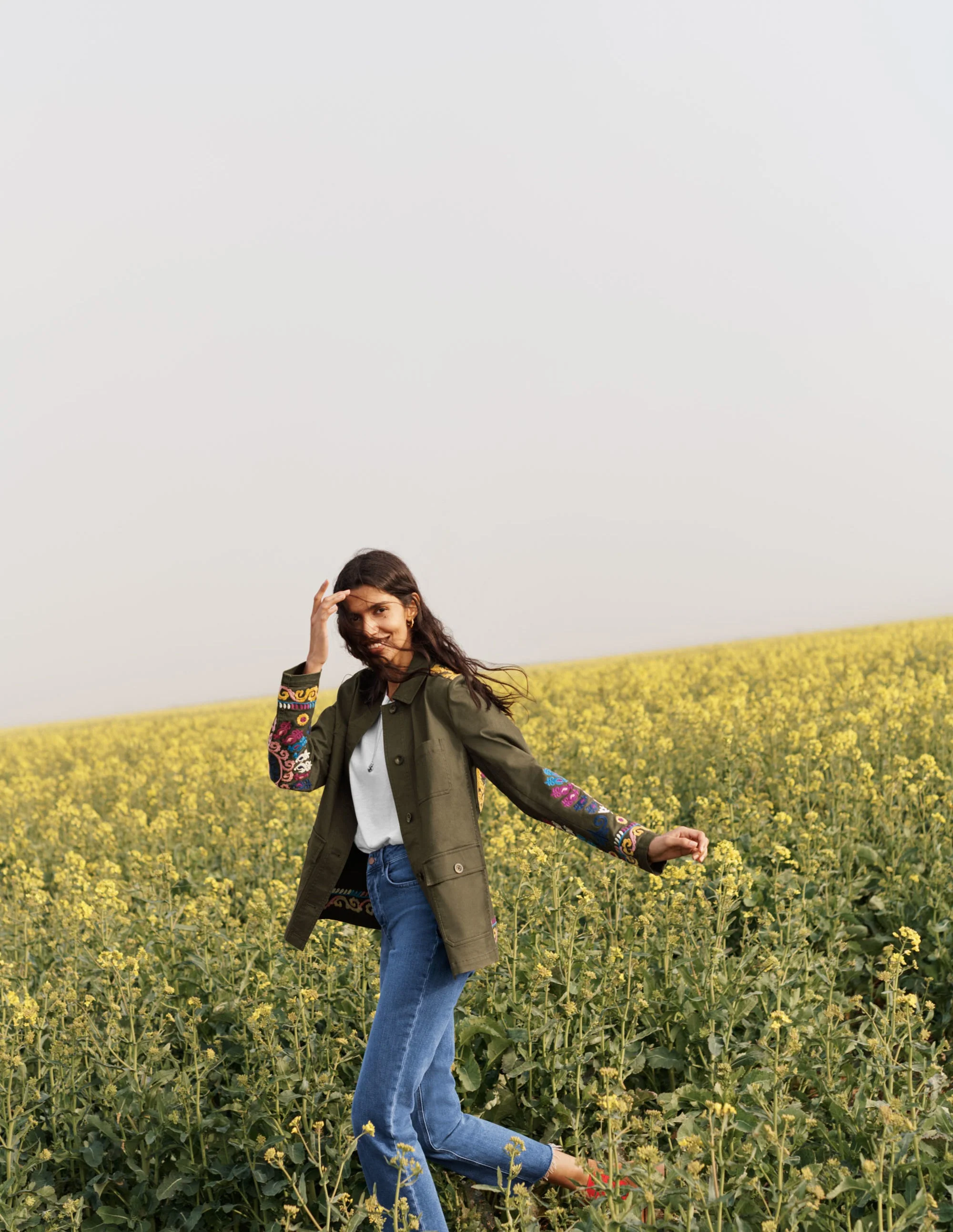 Embroidered Utility Jacket-Khaki - Image 10