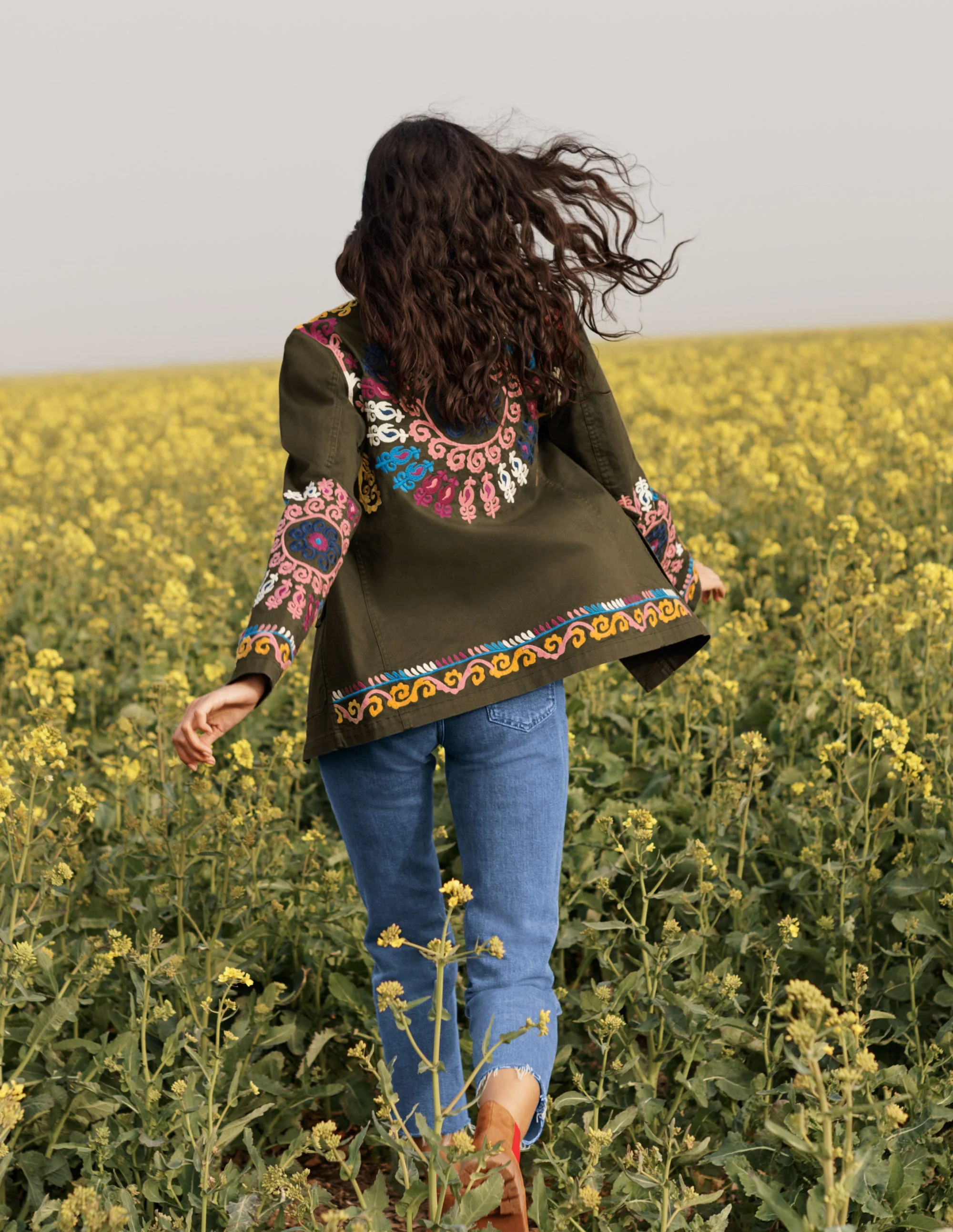 Embroidered Utility Jacket-Khaki - Image 5