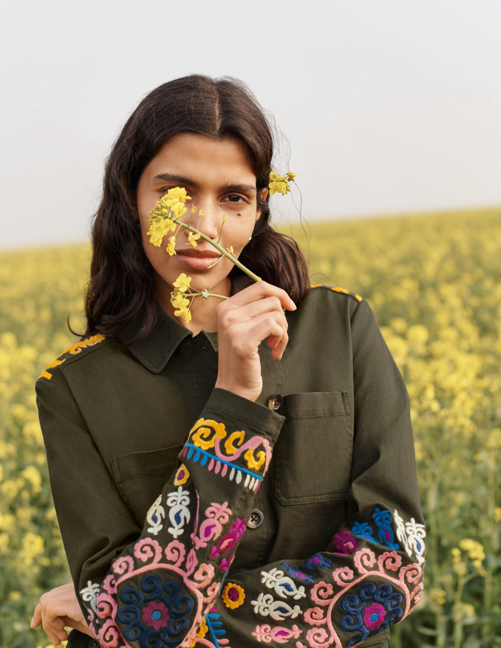 Embroidered Utility Jacket-Khaki - Image 6