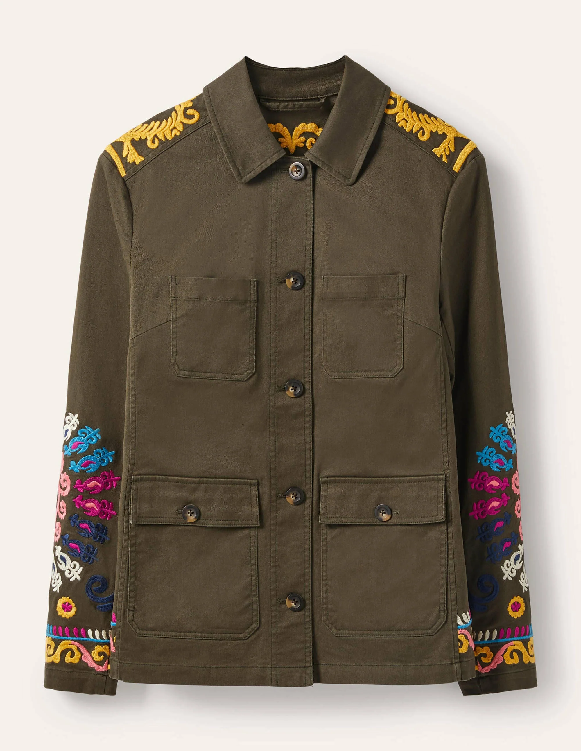 Embroidered Utility Jacket-Khaki - Image 8