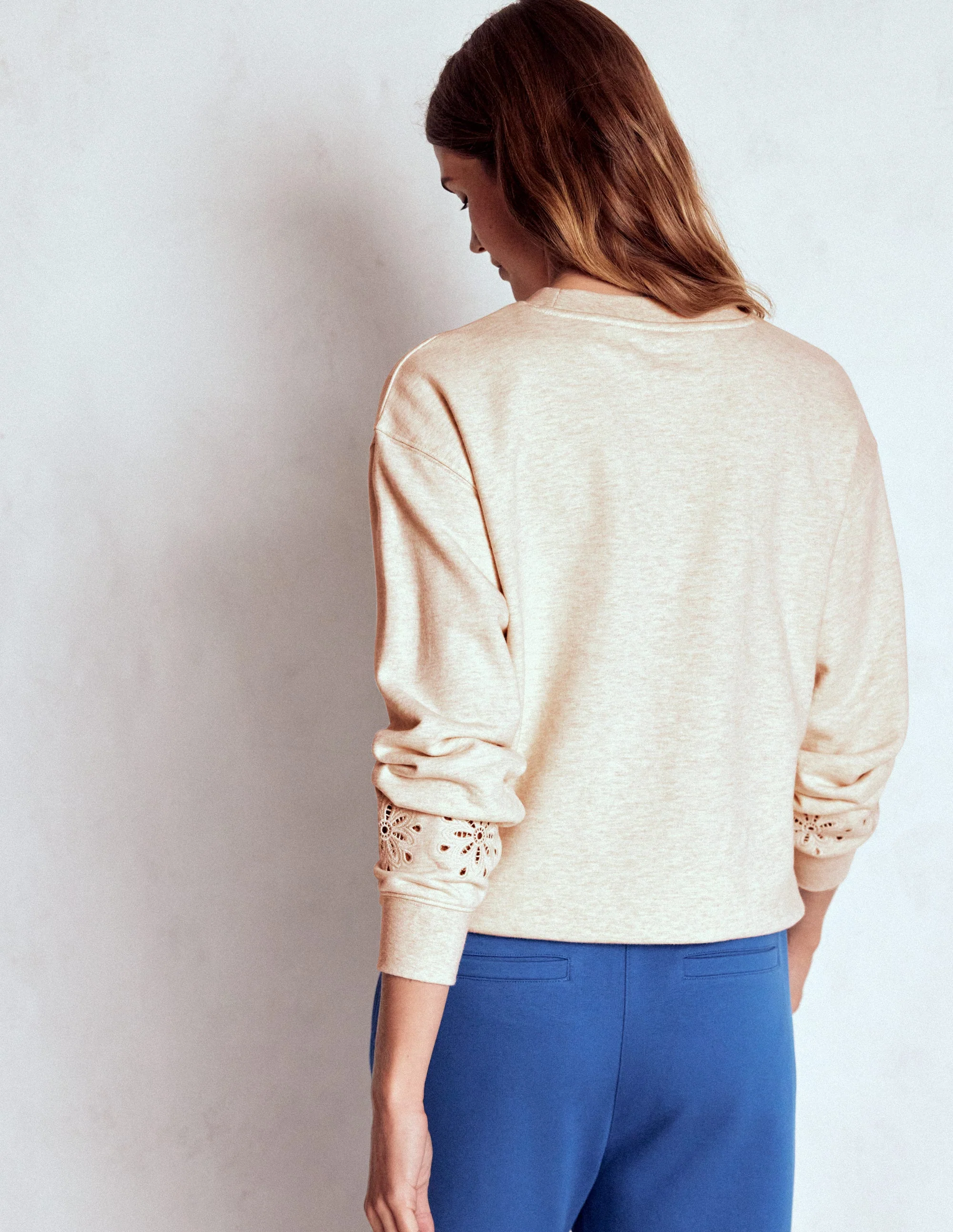 Emi Cutwork Sweatshirt-Oatmeal Marl - Image 3