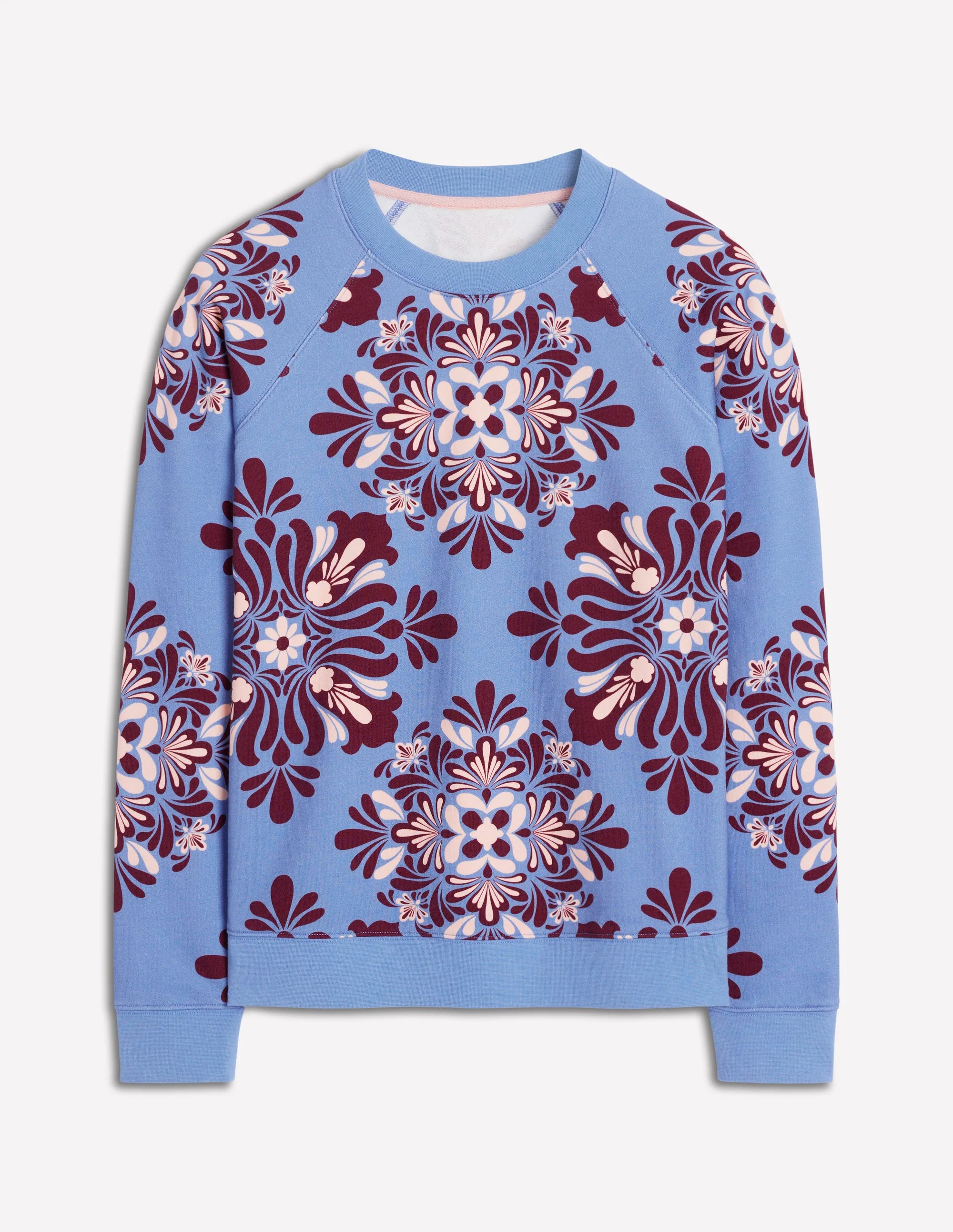 Emi Printed Sweatshirt-Soft Blue, Bloom Mosaic - Image 5