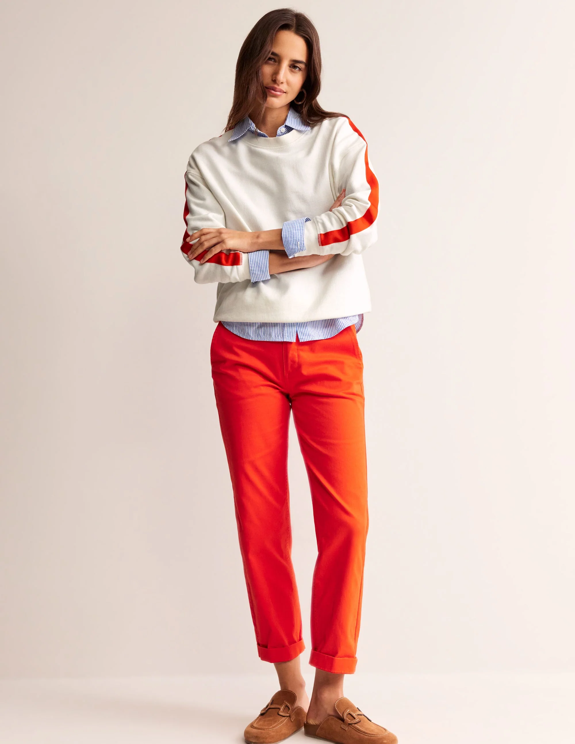 Emi Relaxed Sweatshirt-Ivory Red Stripe - Image 4