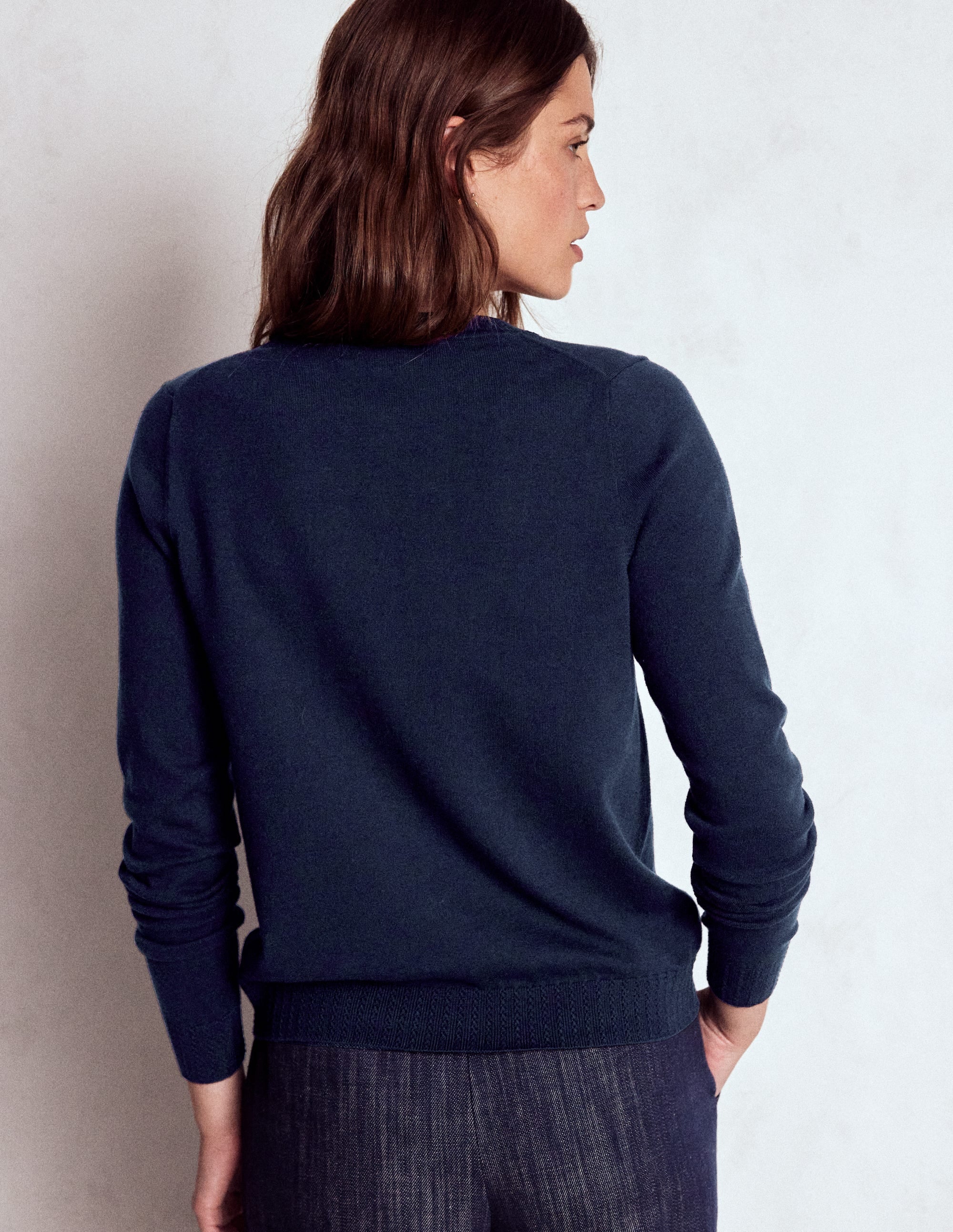 Emilia Cotton Crew Cardigan-Navy - Image 3