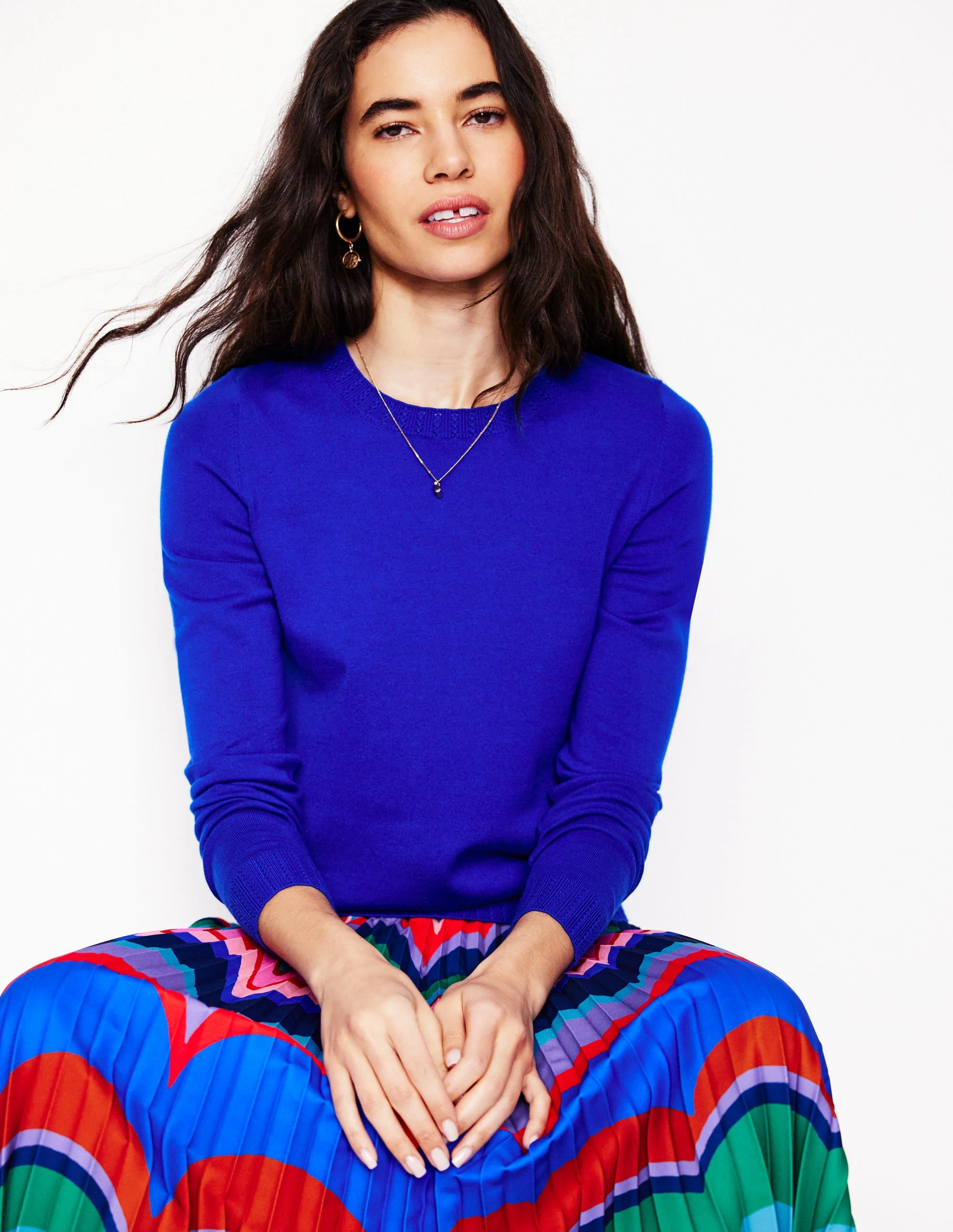 Emilia Cotton Crew Sweater-Bright Blue - Image 6