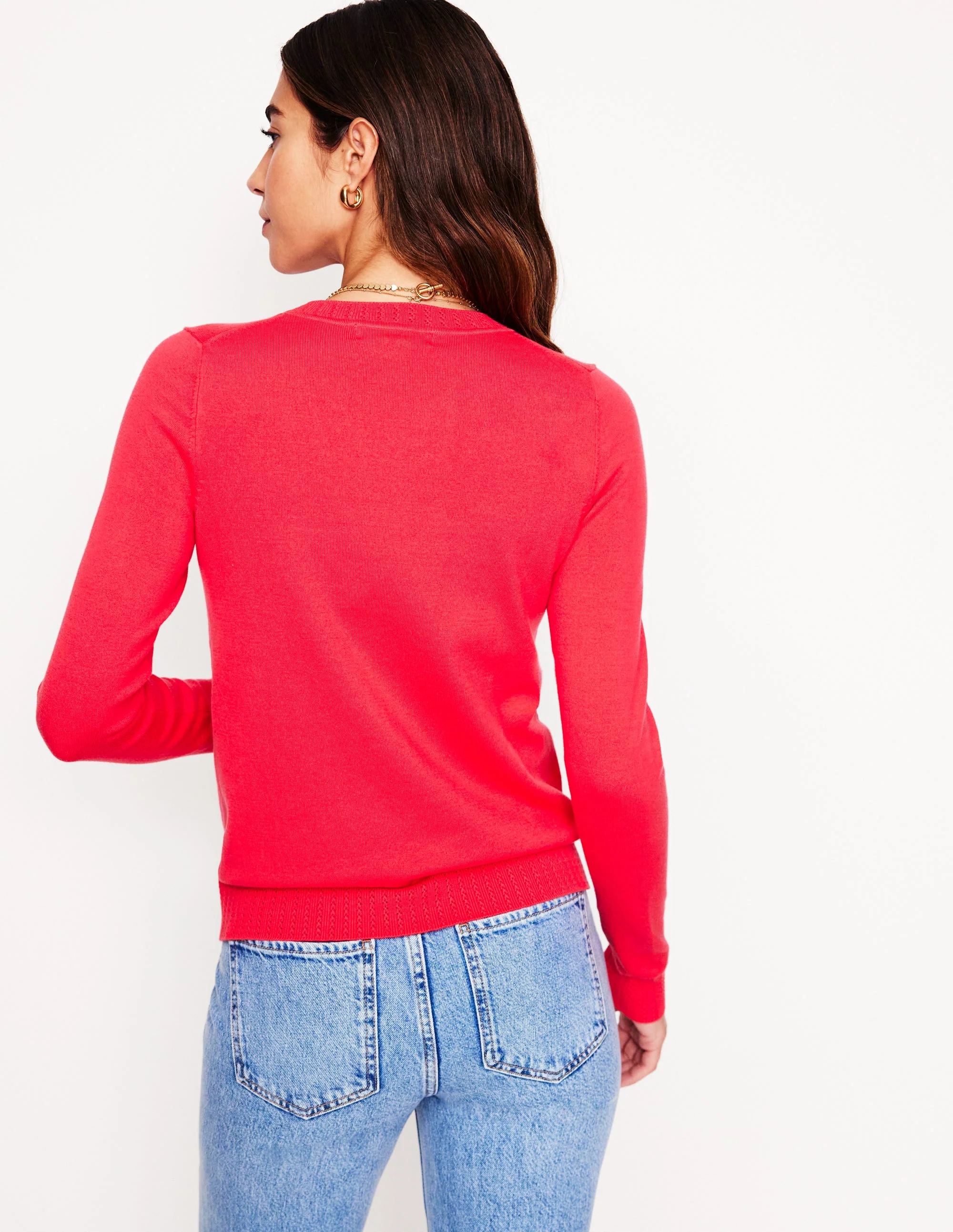 Emilia Cotton Crew Sweater-Camelia Pink - Image 3