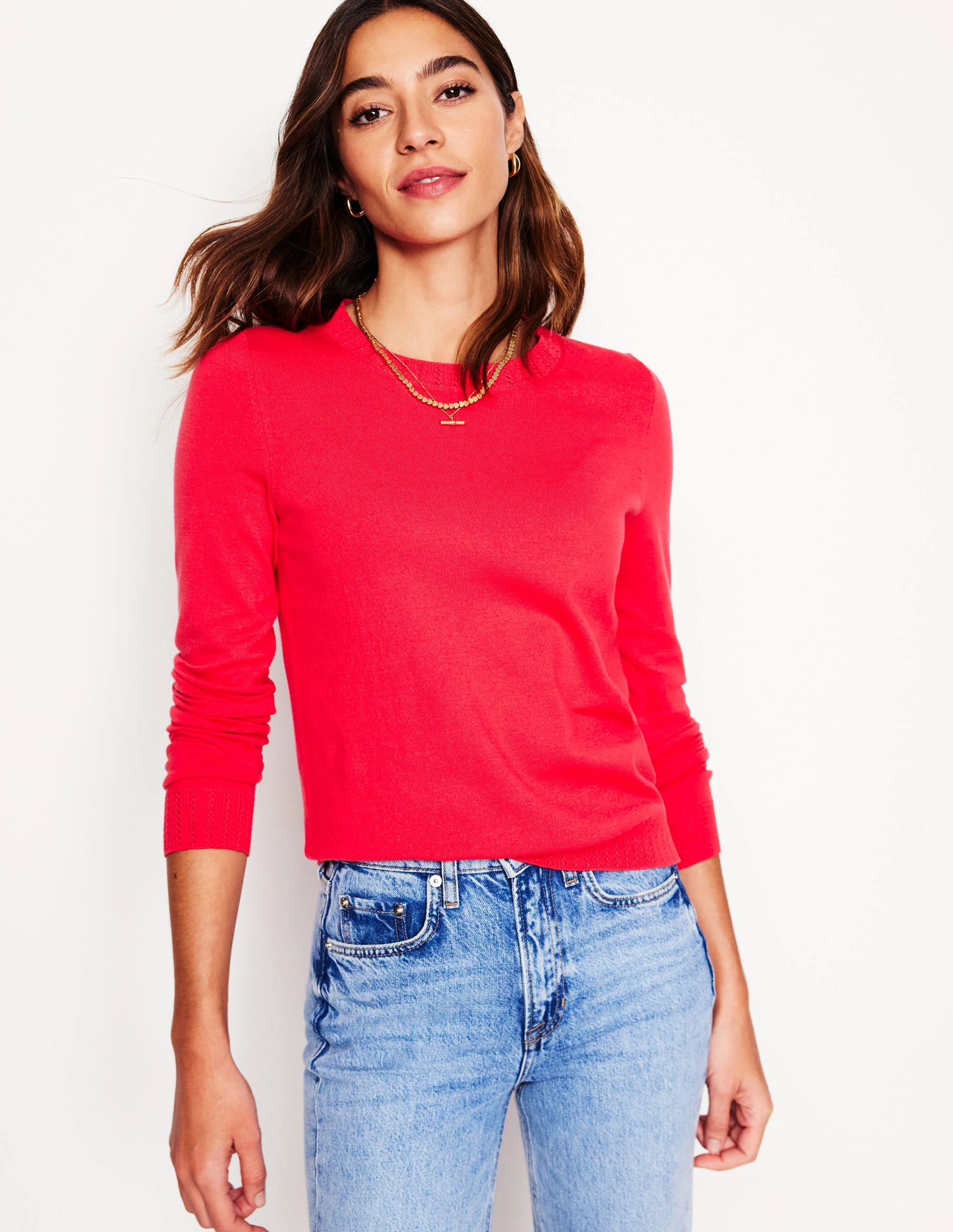 Emilia Cotton Crew Sweater-Camelia Pink - Image 4