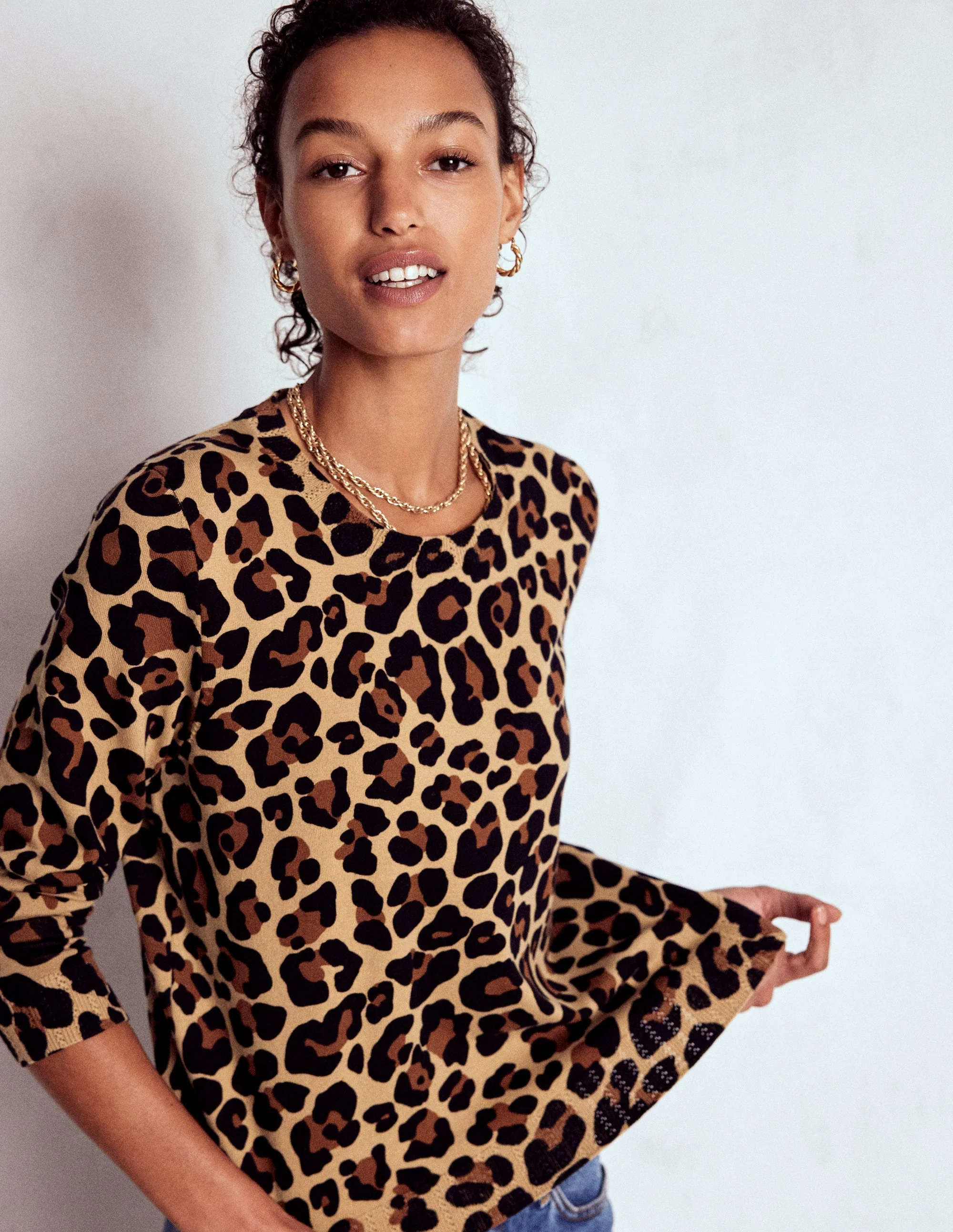 Emilia Cotton Crew Sweater-Cheetah Pop - Image 4