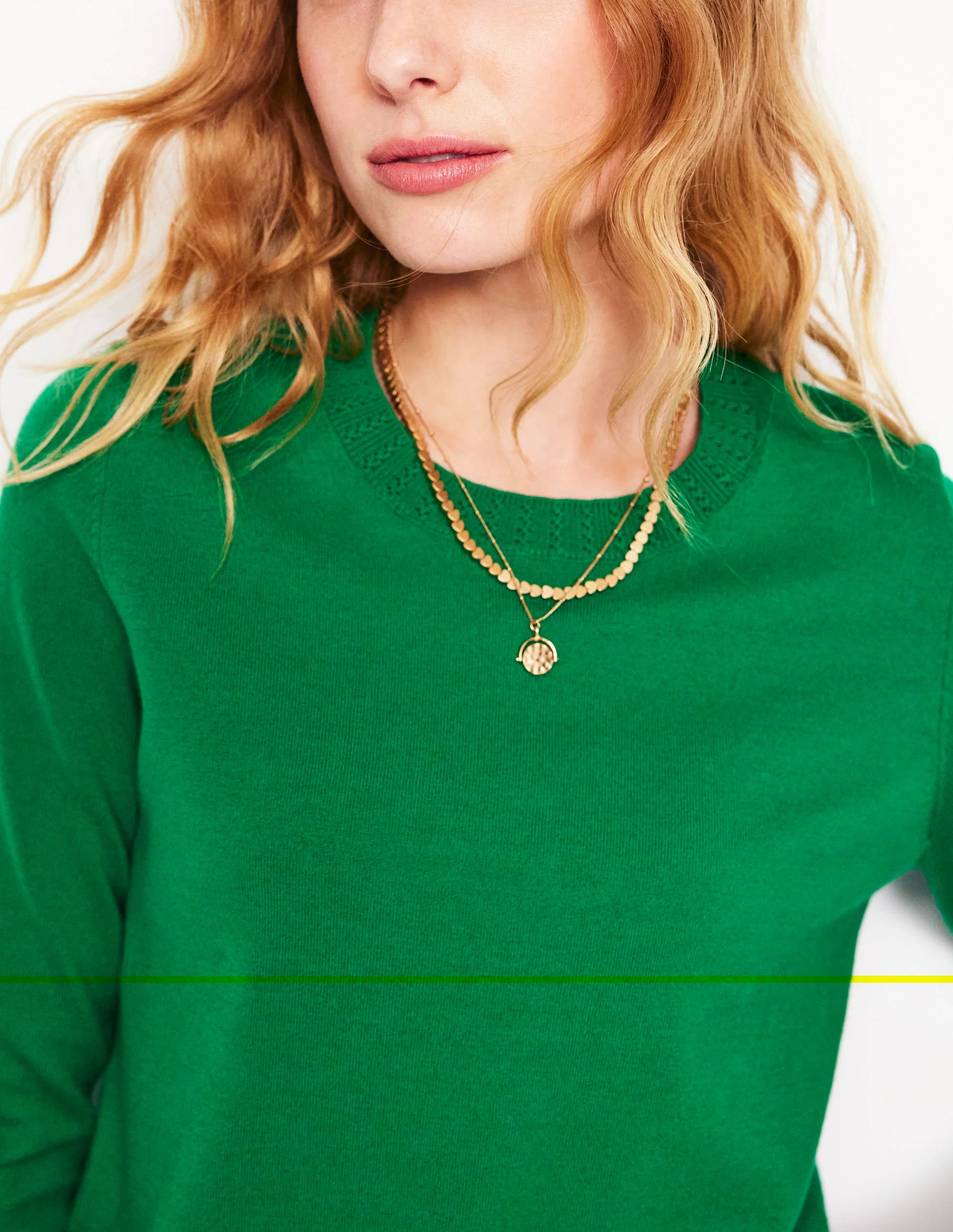 Emilia Cotton Crew Sweater-Rich Emerald - Image 2