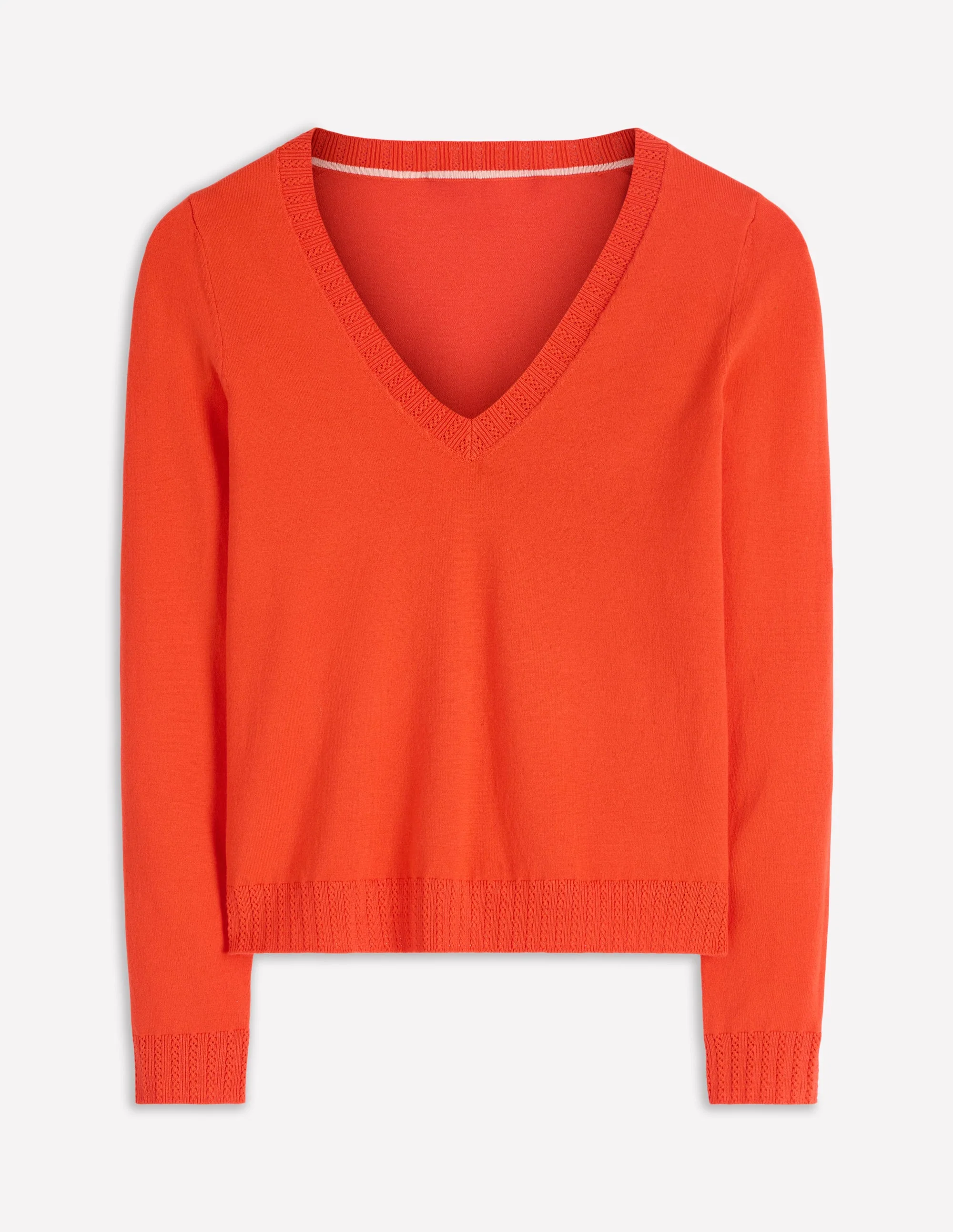 Emilia Cotton V Neck Sweater-Sunset Orange - Image 5
