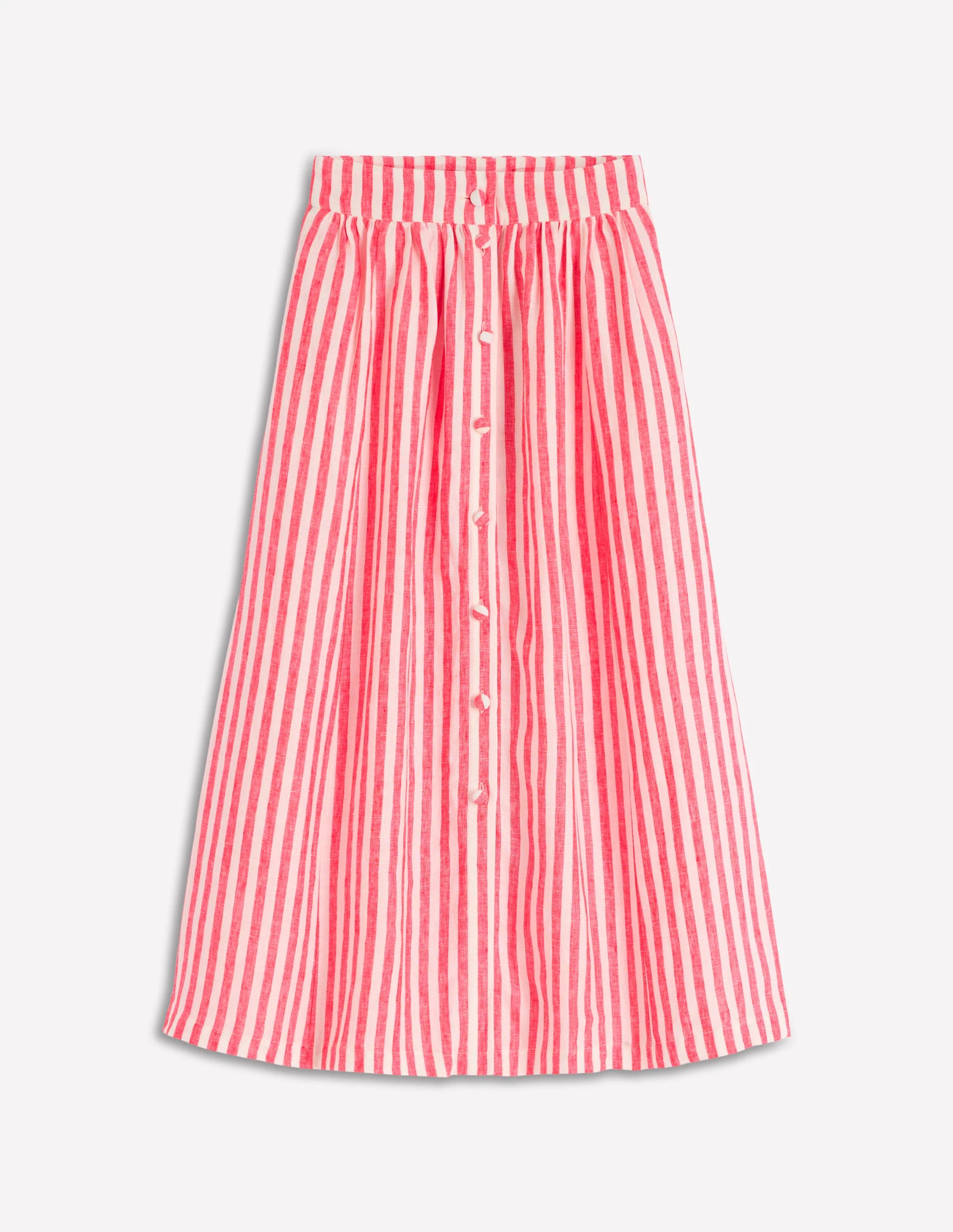 Emma Linen Maxi Skirt-Bright Cherry and Ivory Stripe - Image 6