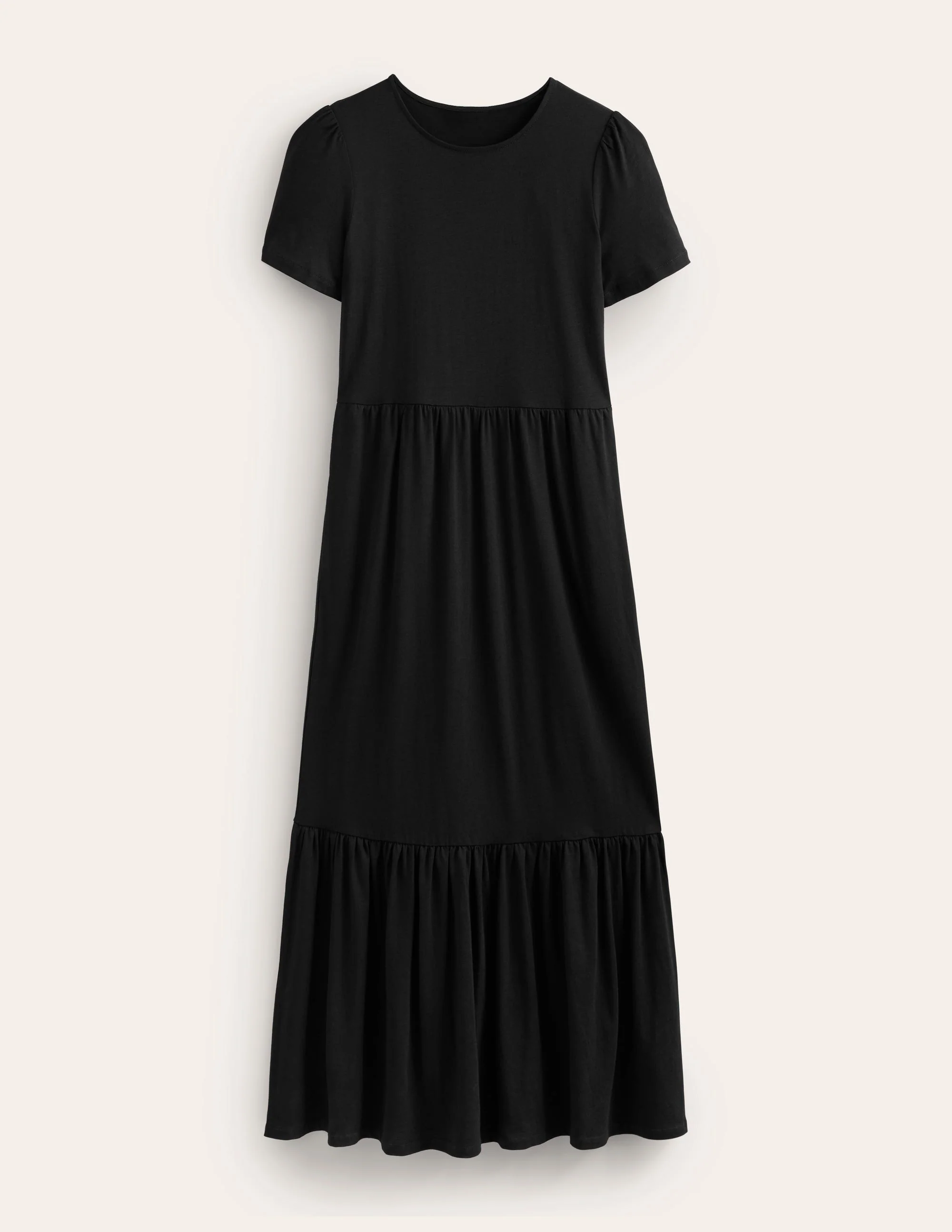 Emma Tiered Jersey Midi Dress-Black - Image 5