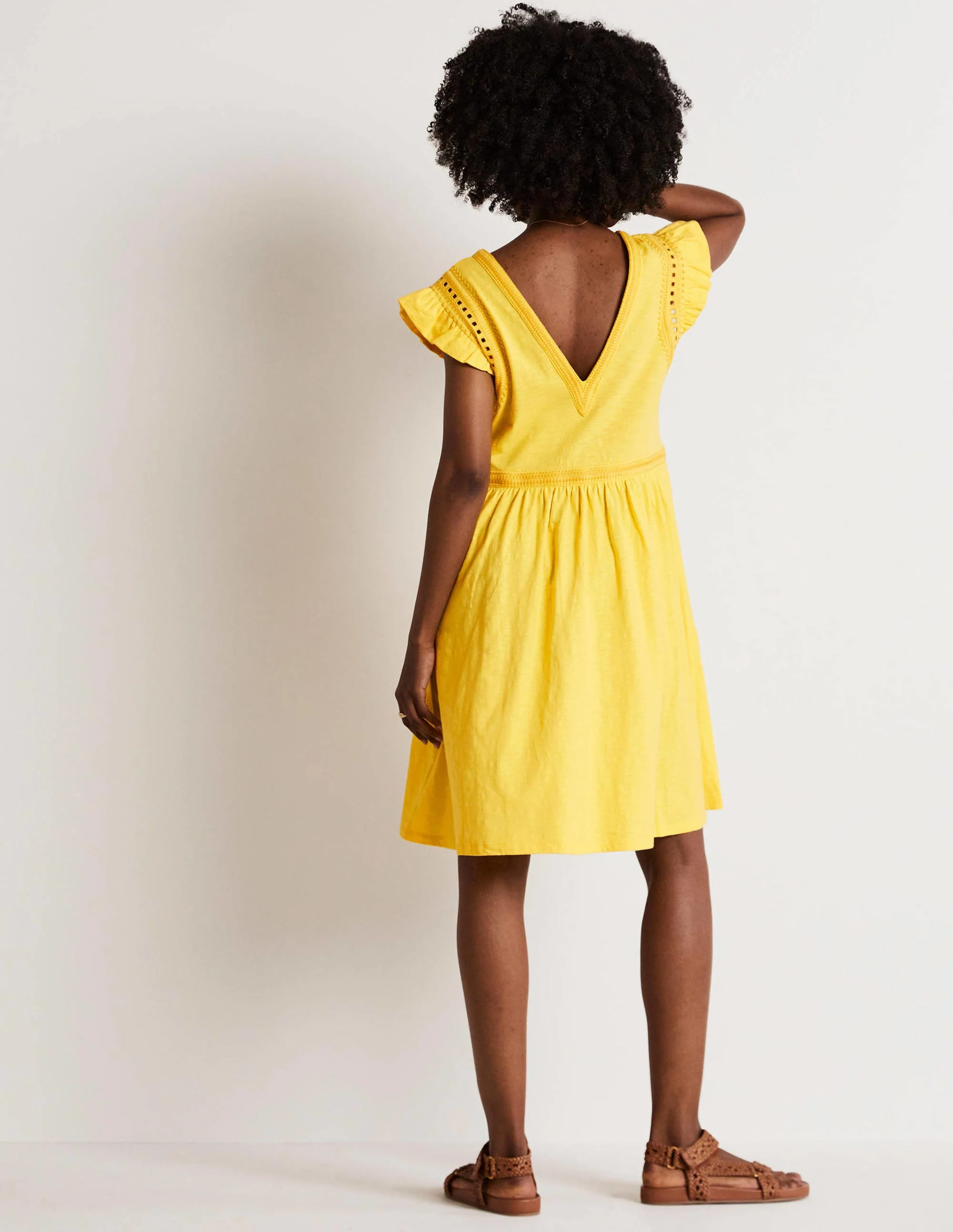 Empire Detail Jersey Dress-Lemon Fizz - Image 8