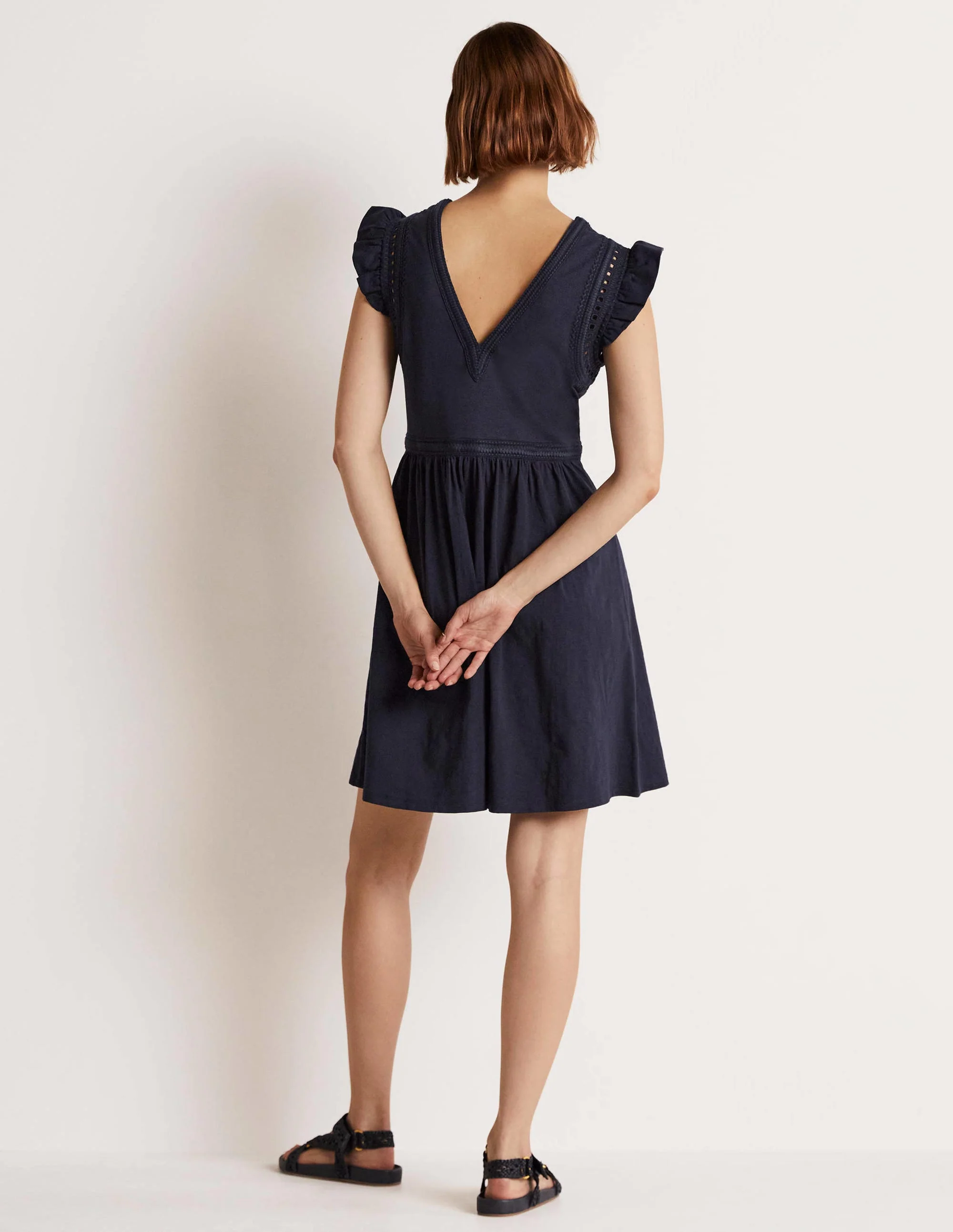 Empire Detail Jersey Dress-Navy - Image 7