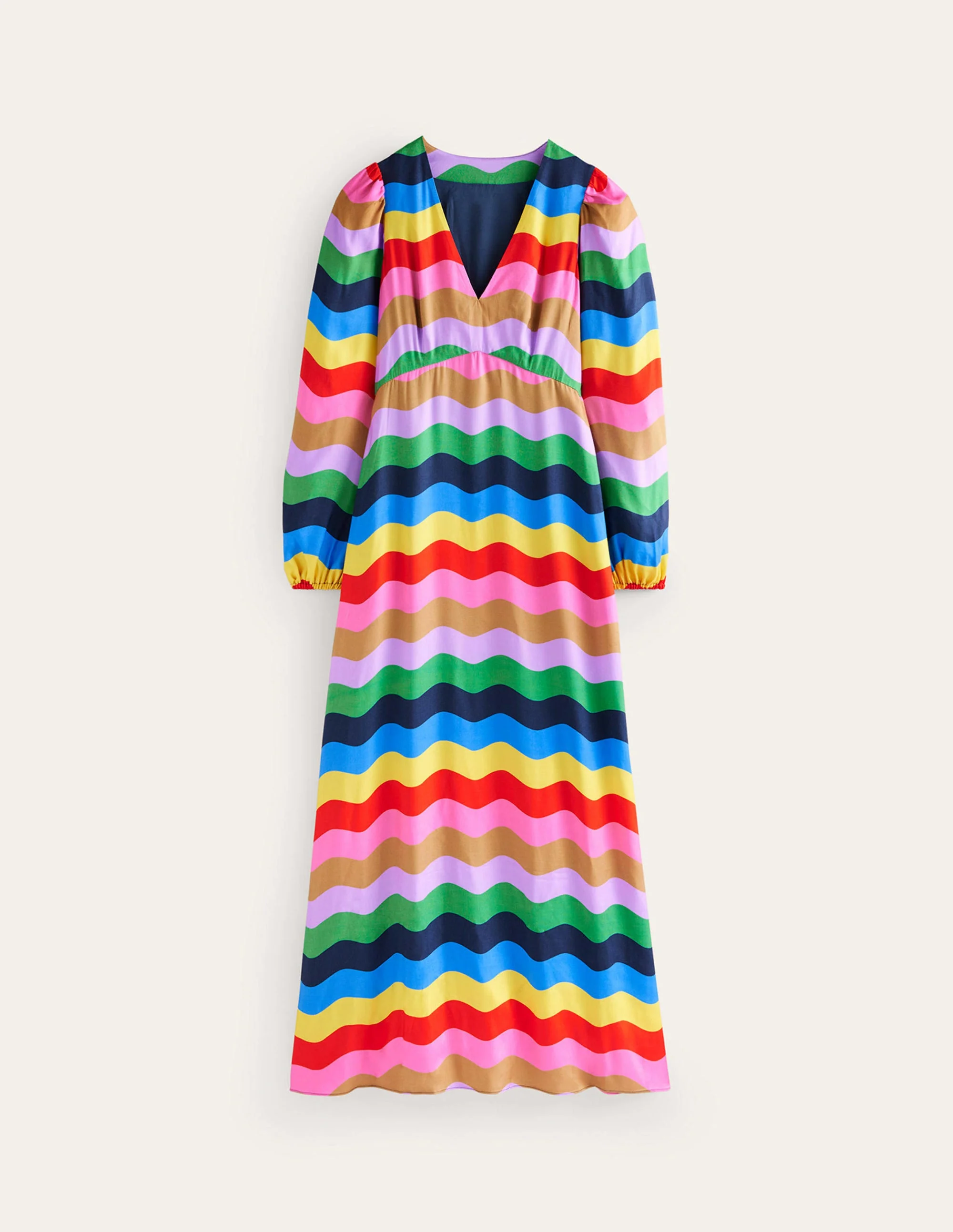 Empire Waist Maxi Tea Dress-Multi, Rainbow Wave - Image 6