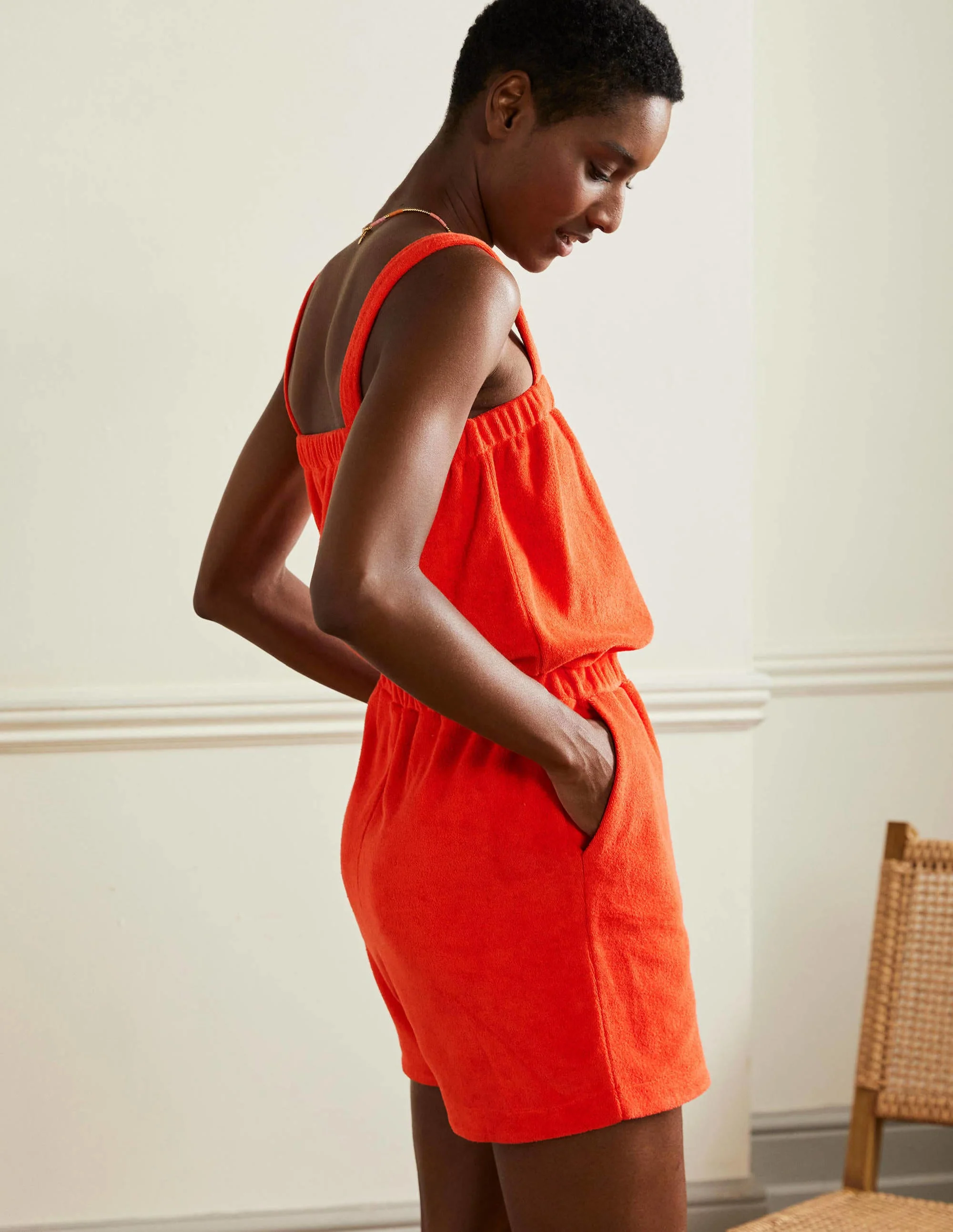 Erica Towelling Romper-Papaya - Image 4