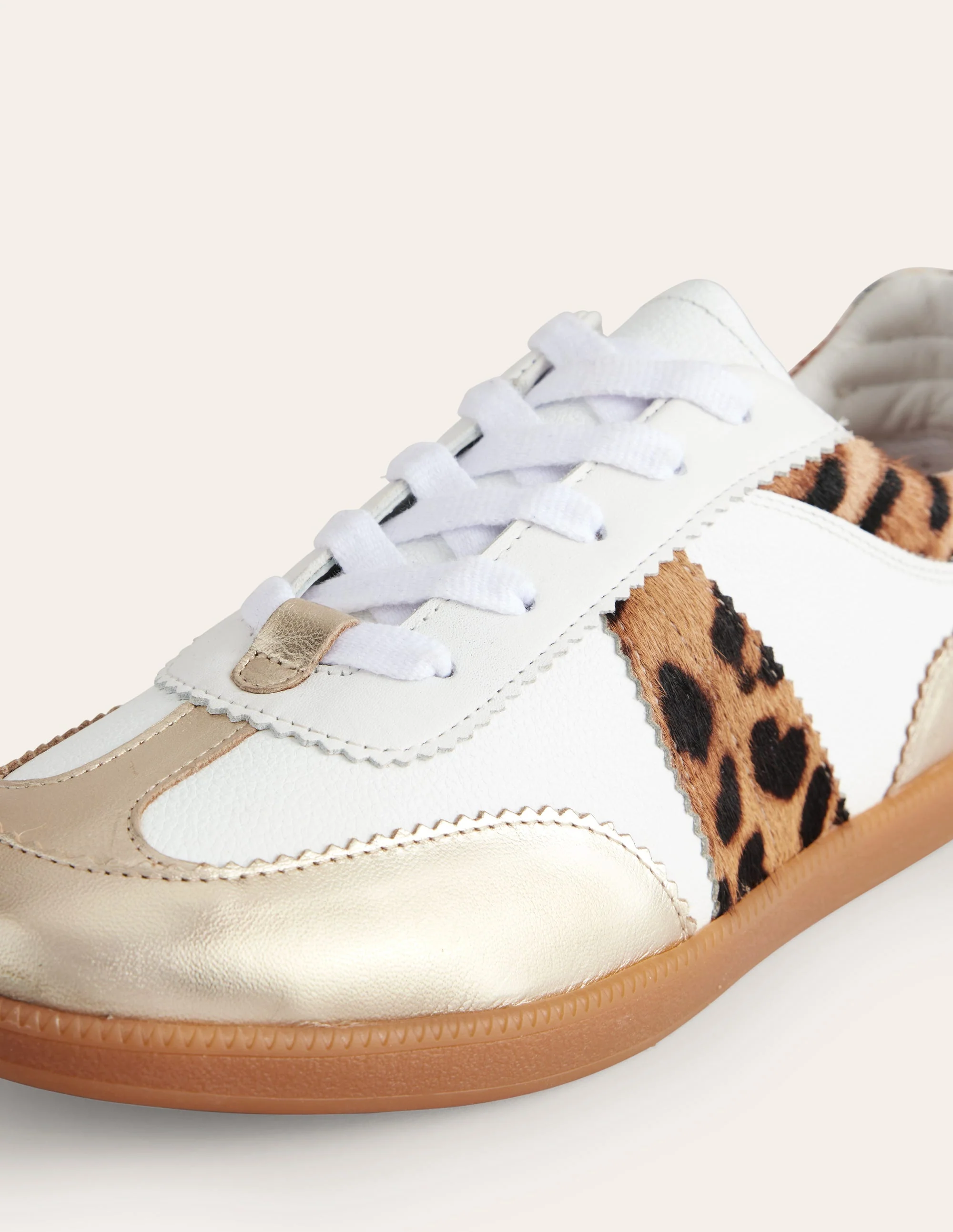 Erin Retro Tennis Trainers-Off White/ Classic Leopard - Image 4