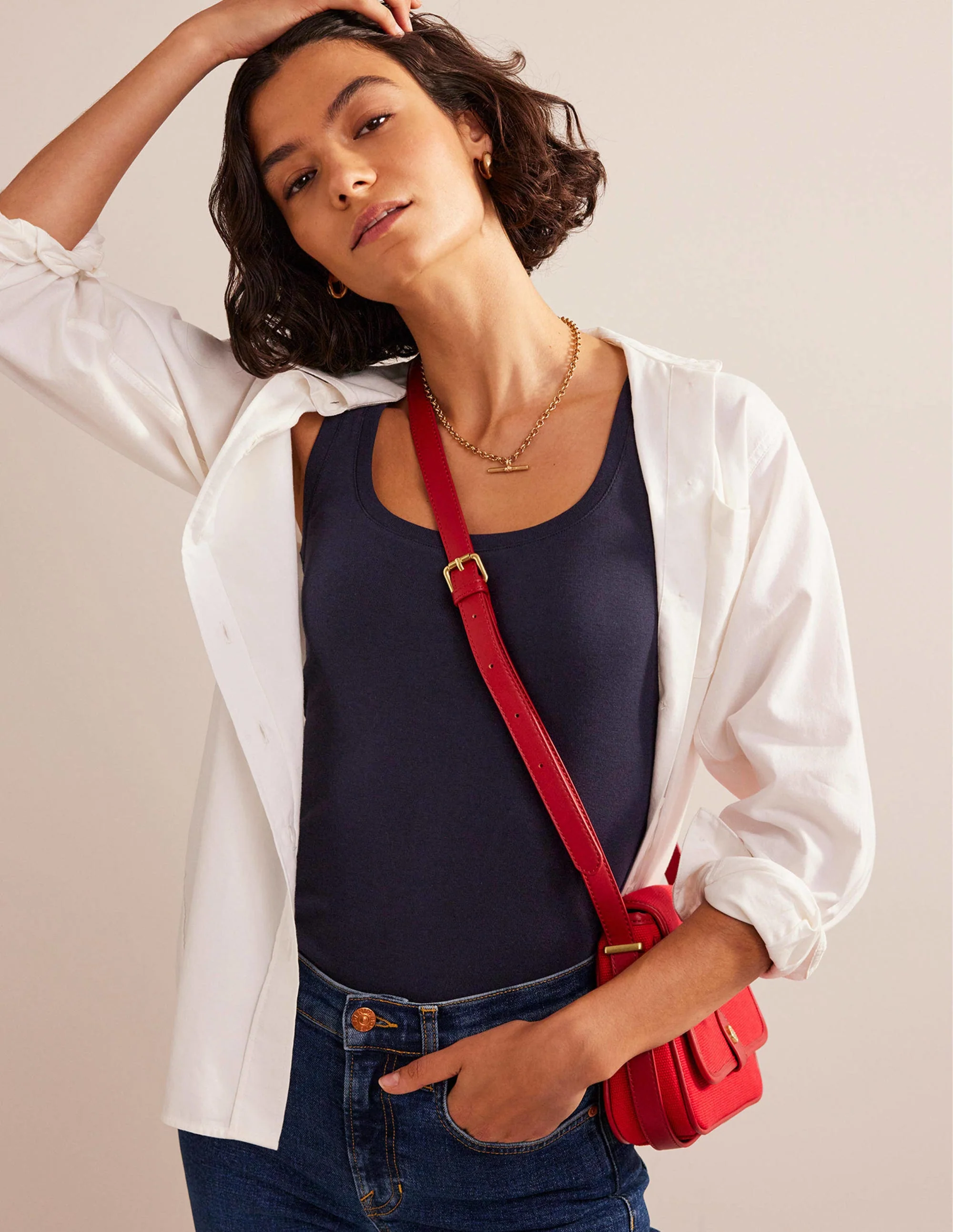 Essential Scoop-Neck Tank-Navy - Image 4