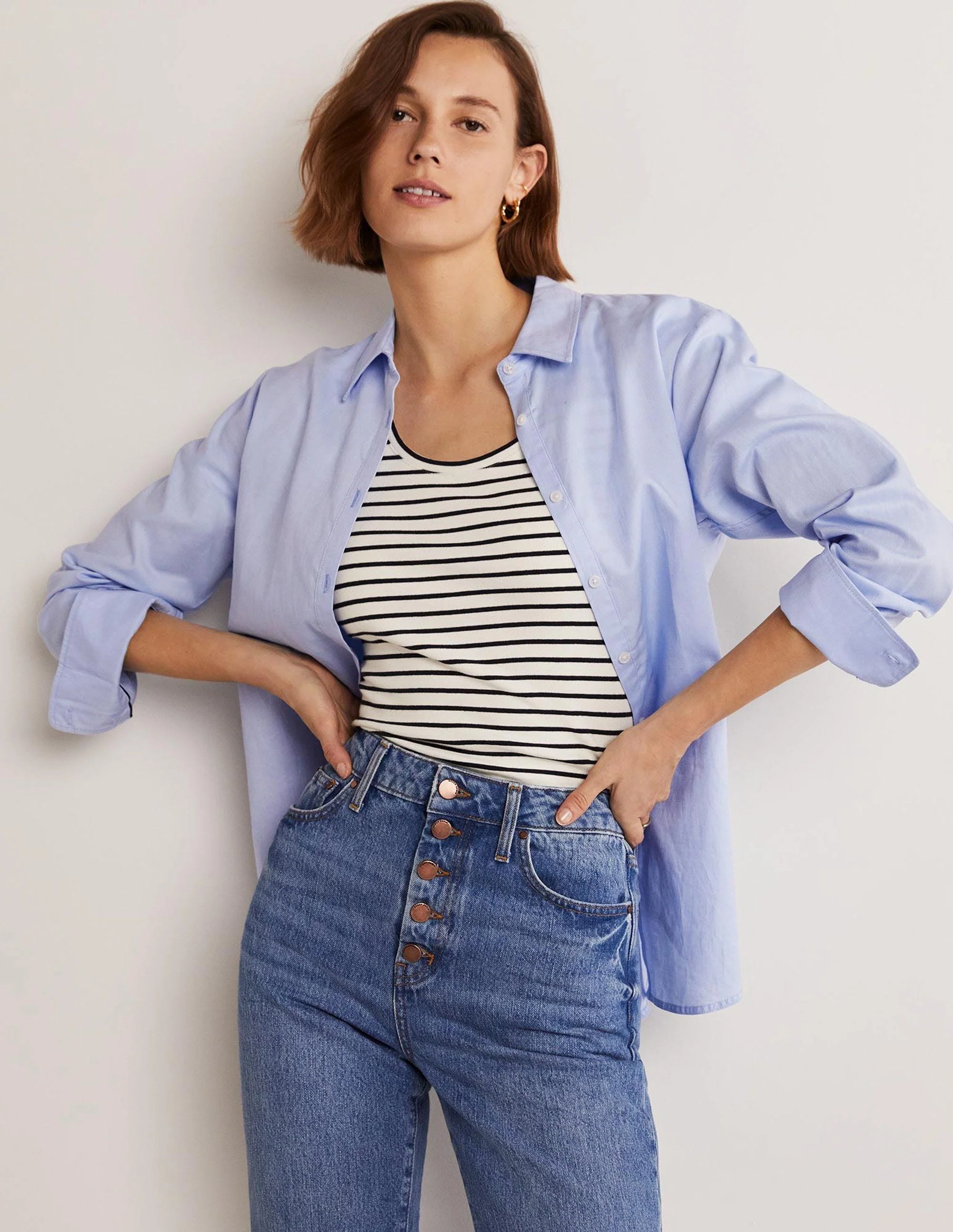 Essential Short Sleeve Tee-Ivory / Navy Stripe