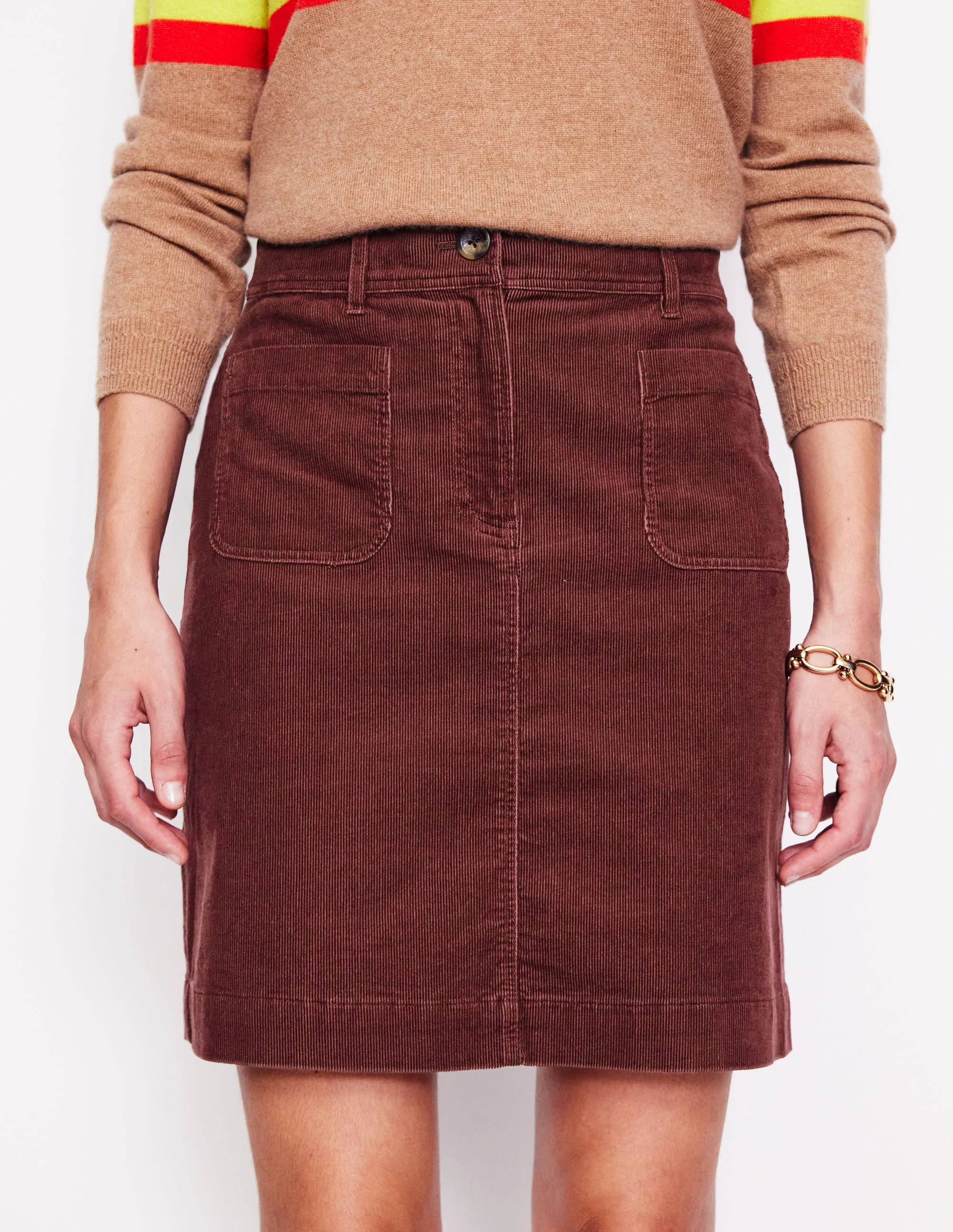 Estella Cord Skirt-Chestnut - Image 4
