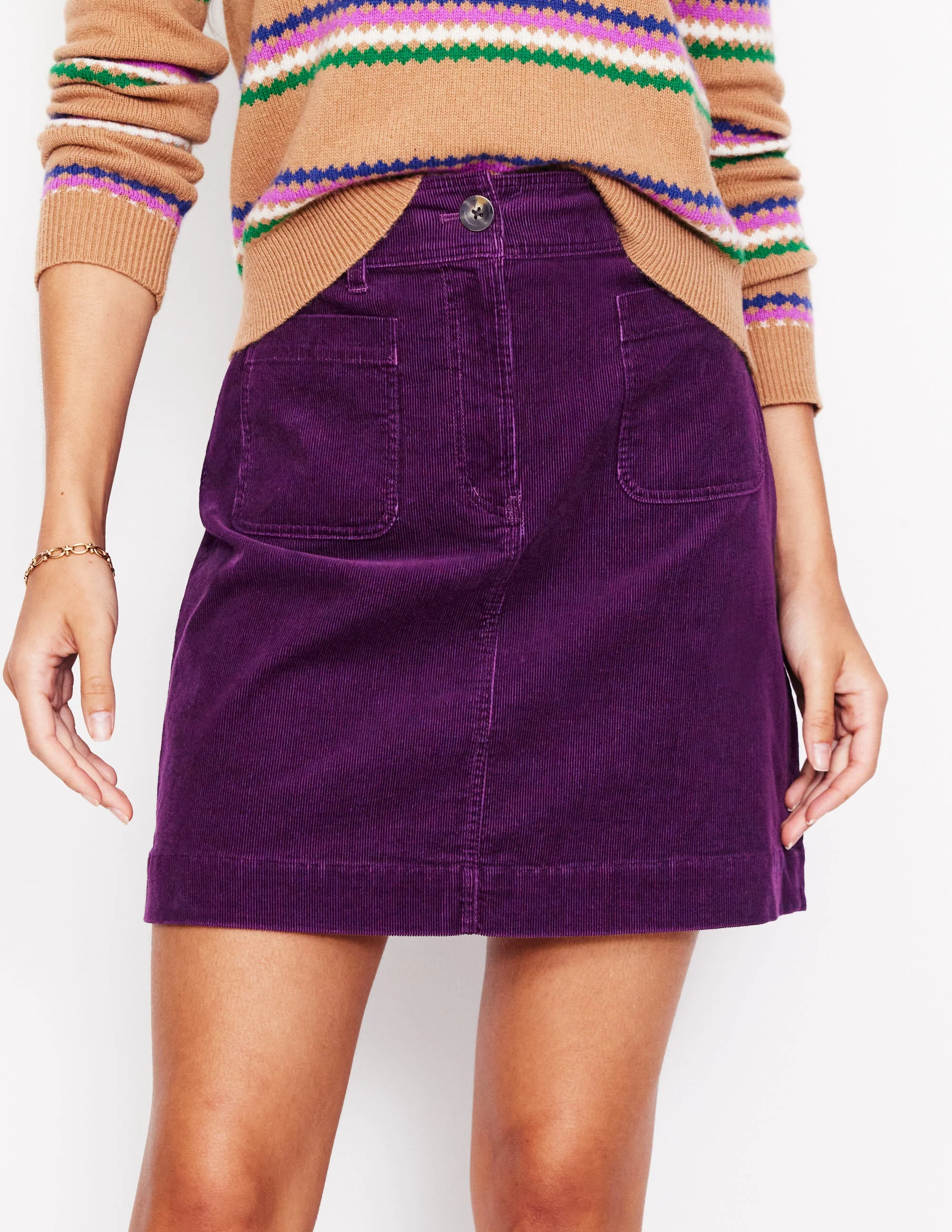 Estella Cord Skirt-Damson - Image 4