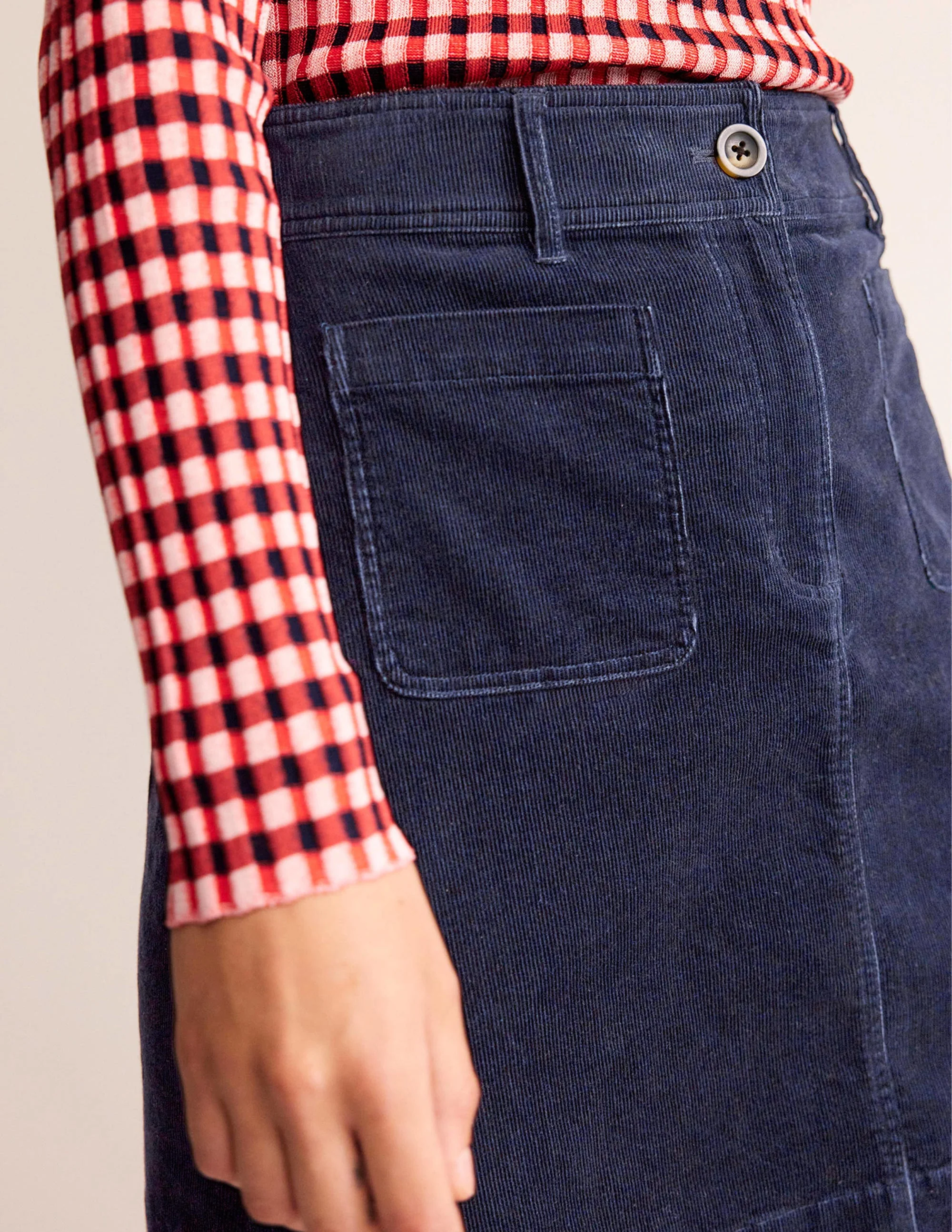 Estella Cord Skirt-Navy - Image 2