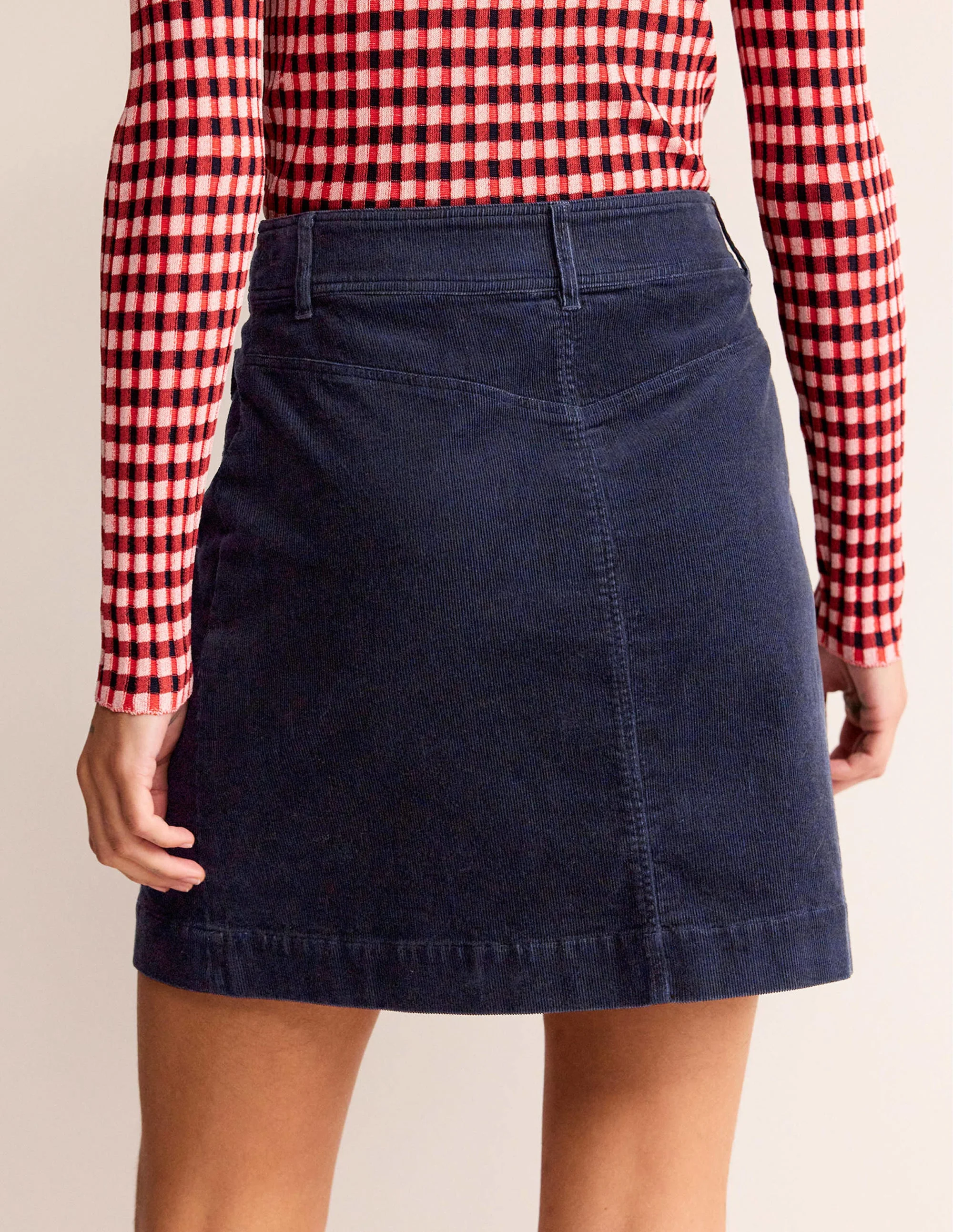 Estella Cord Skirt-Navy - Image 3