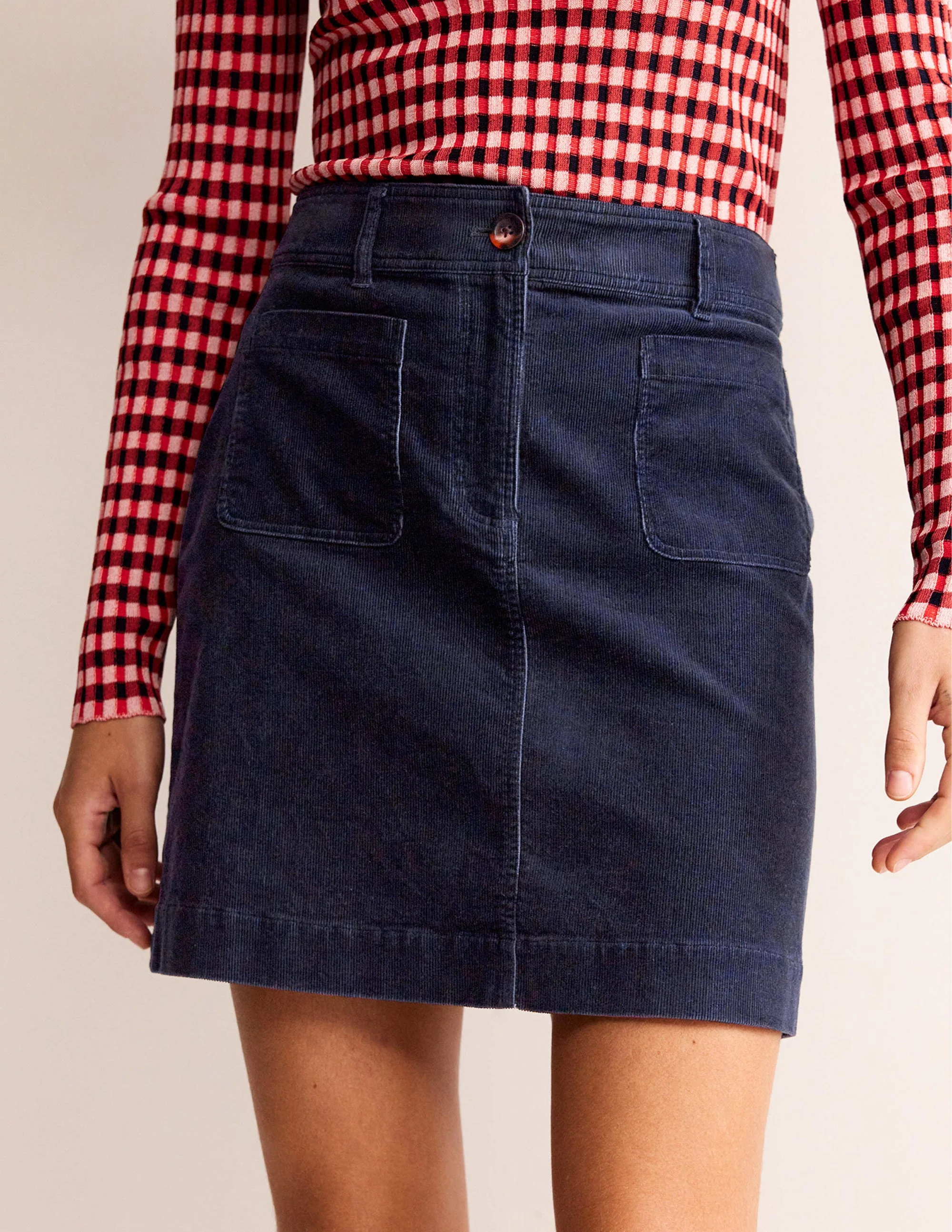 Estella Cord Skirt-Navy - Image 4