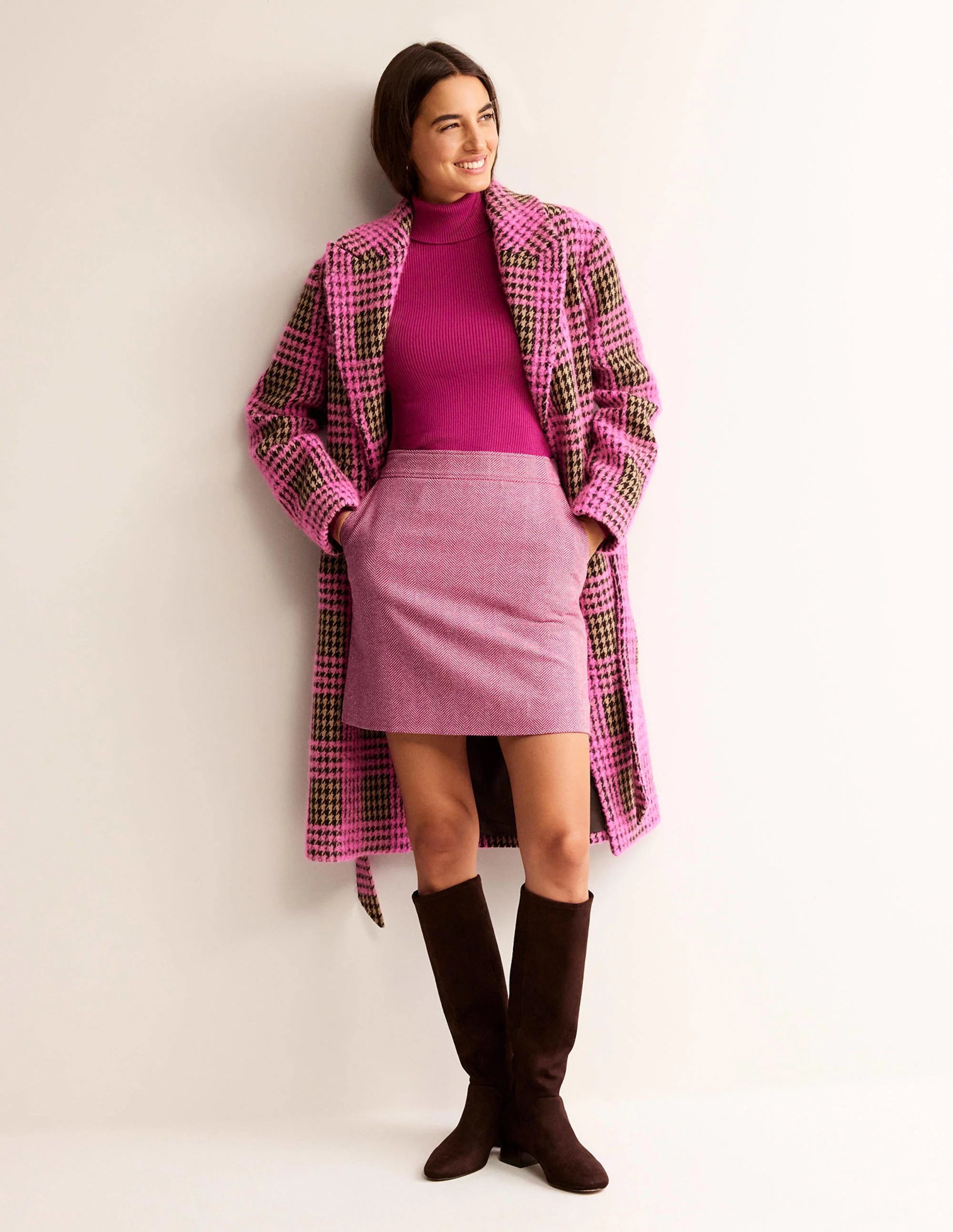 Estella Tweed Mini Skirt-Pink Herringbone - Image 5