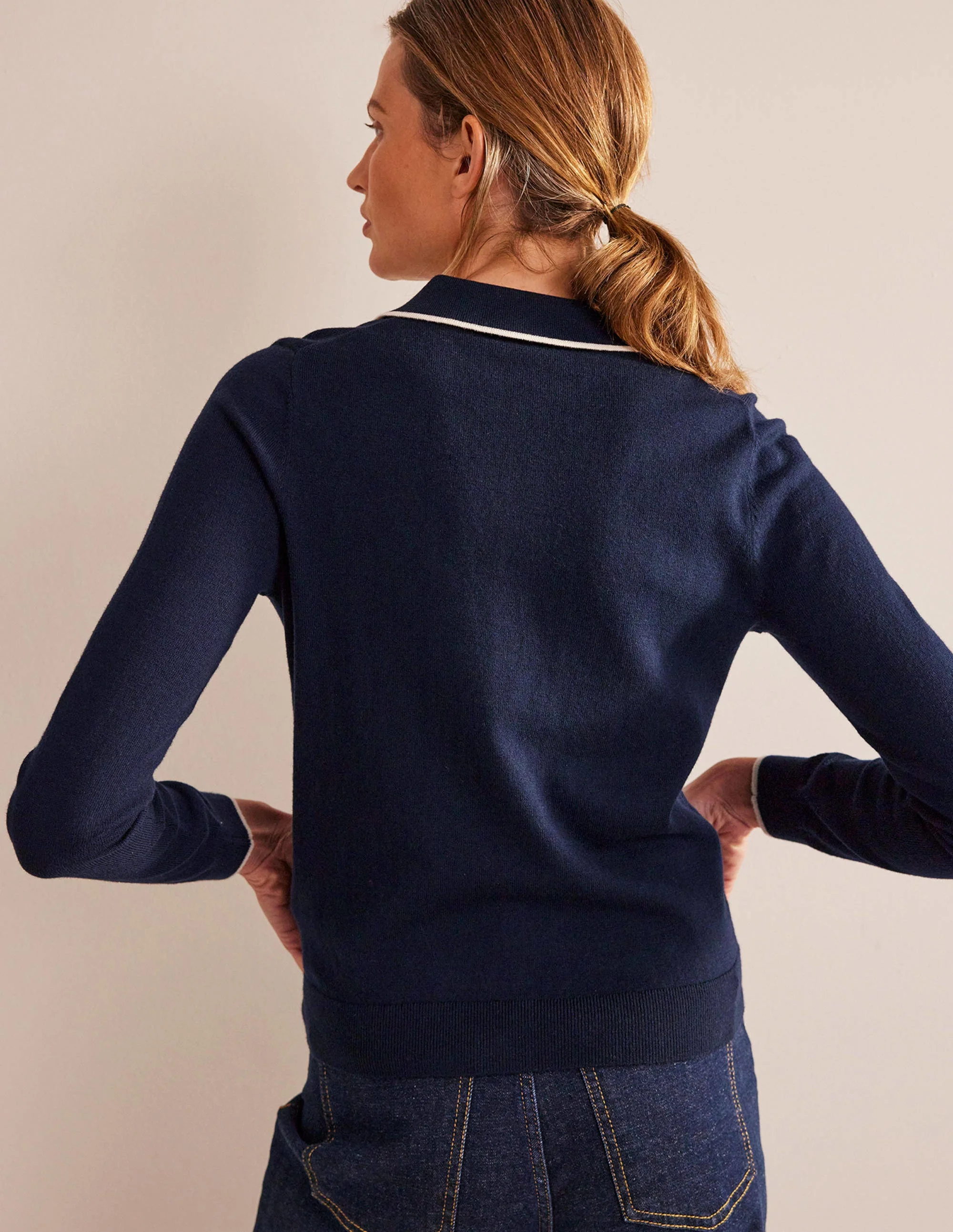 Estelle Henley Sweater-Navy - Image 3