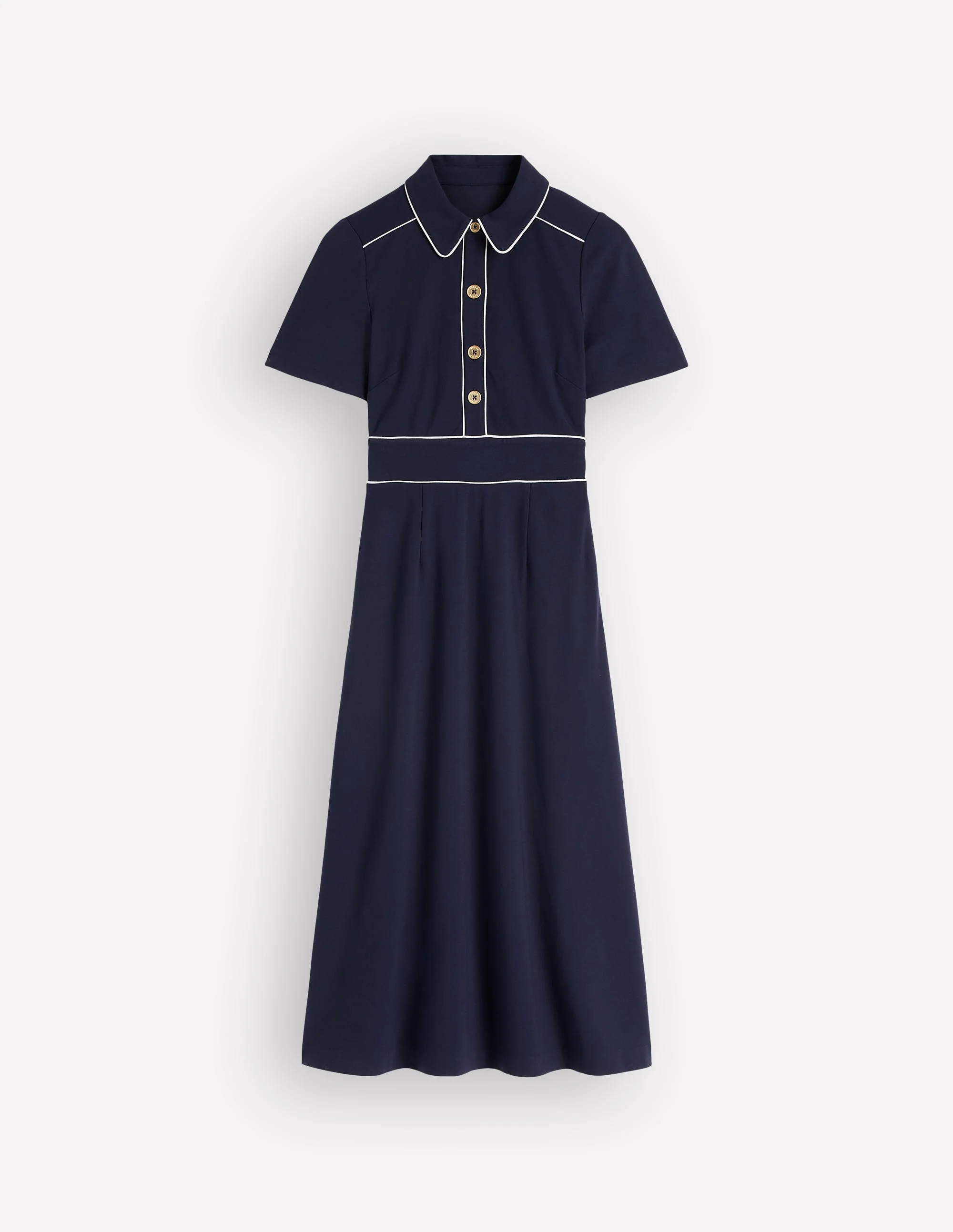 Etta Piping Trim Ponte Dress-Navy - Image 5
