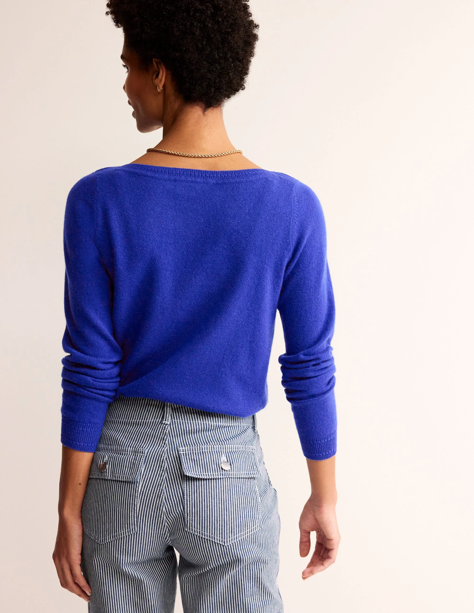 Eva Cashmere Boat Neck Sweater-Bright Blue - Image 3